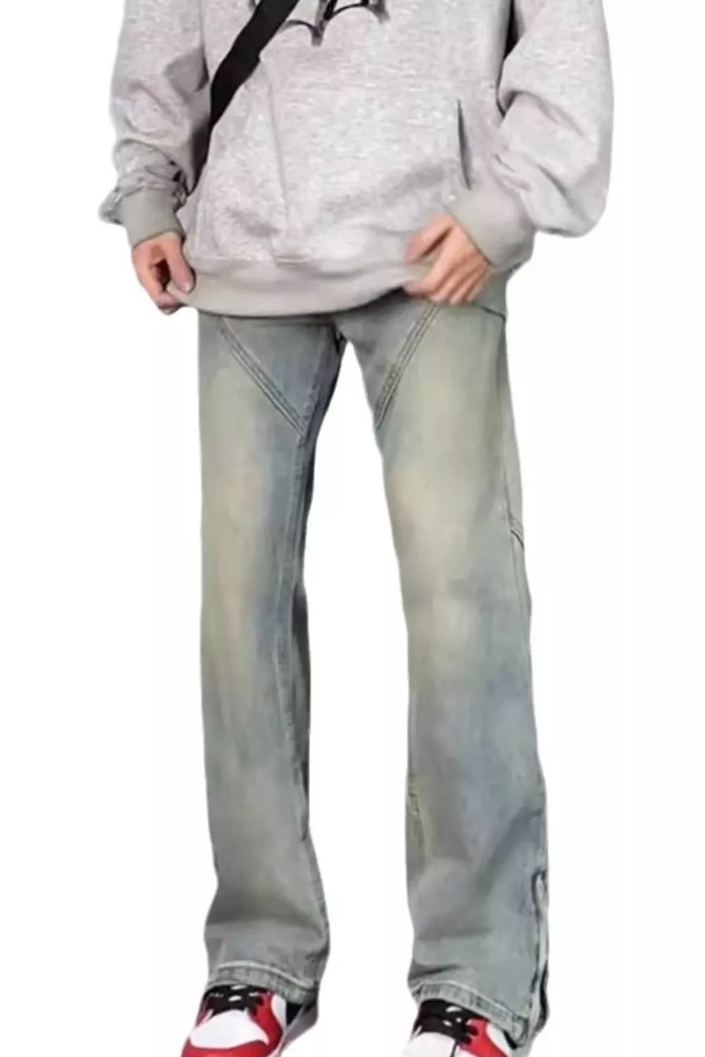 Men's Full Size Vintage Wash Wide Leg Jeans Plus Size, image 5