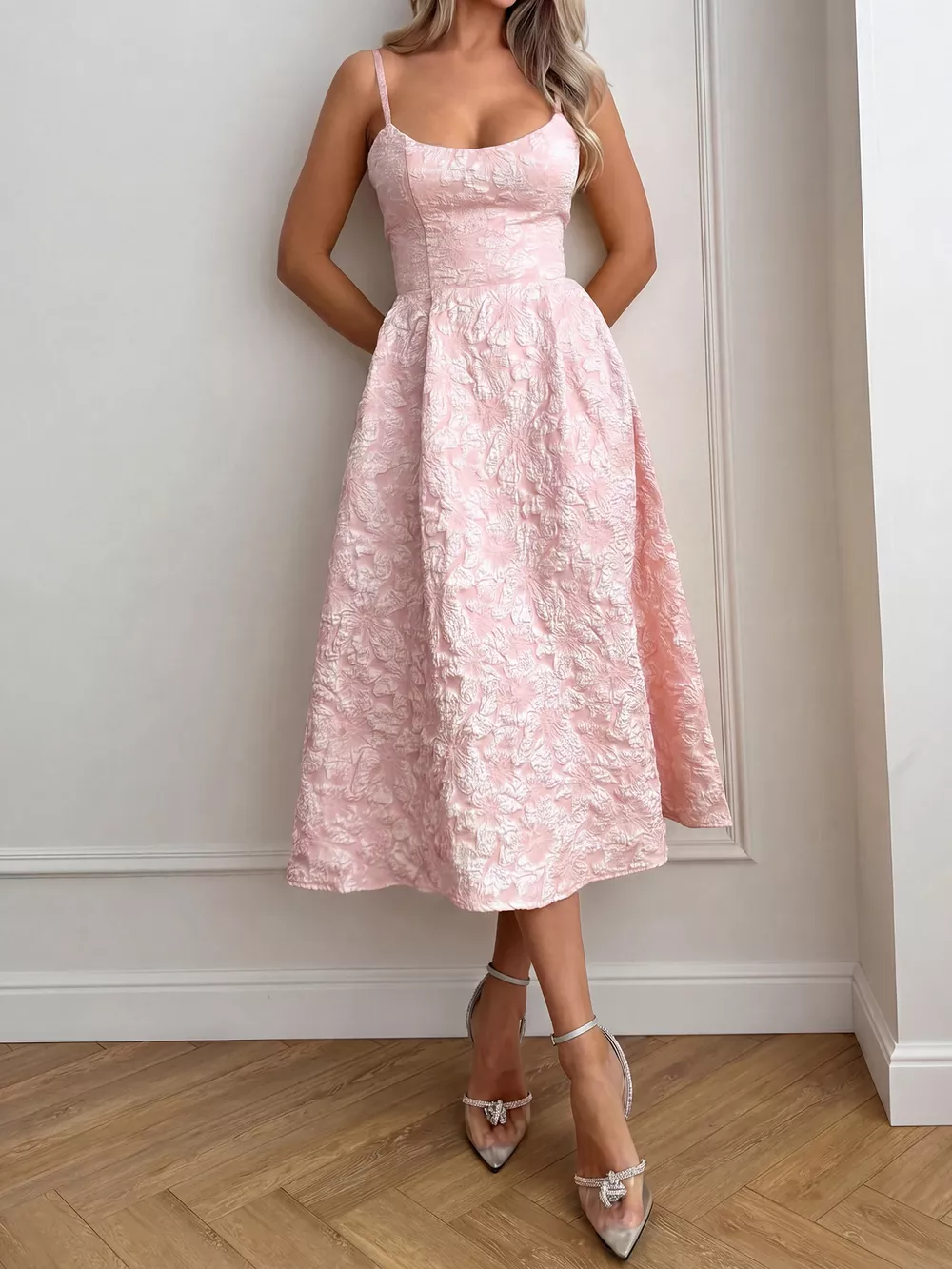 Textured A-Line Midi Dress, image 3