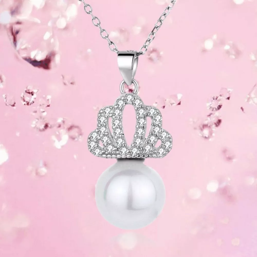 Crown Pearl Pendant Necklace, image 4