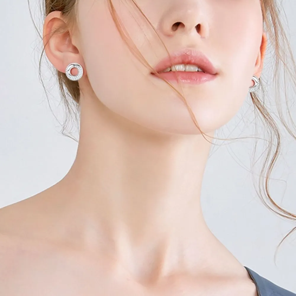 925 Sterling Silver Inlaid Moissanite Stud Earrings, image 5