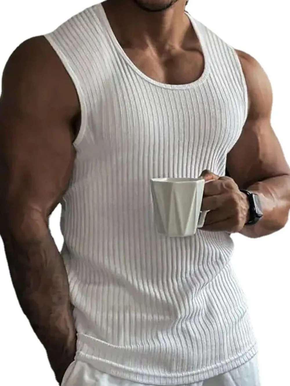 Men's Full Size Ribbed Round Neck Tank Plus Size, image 5