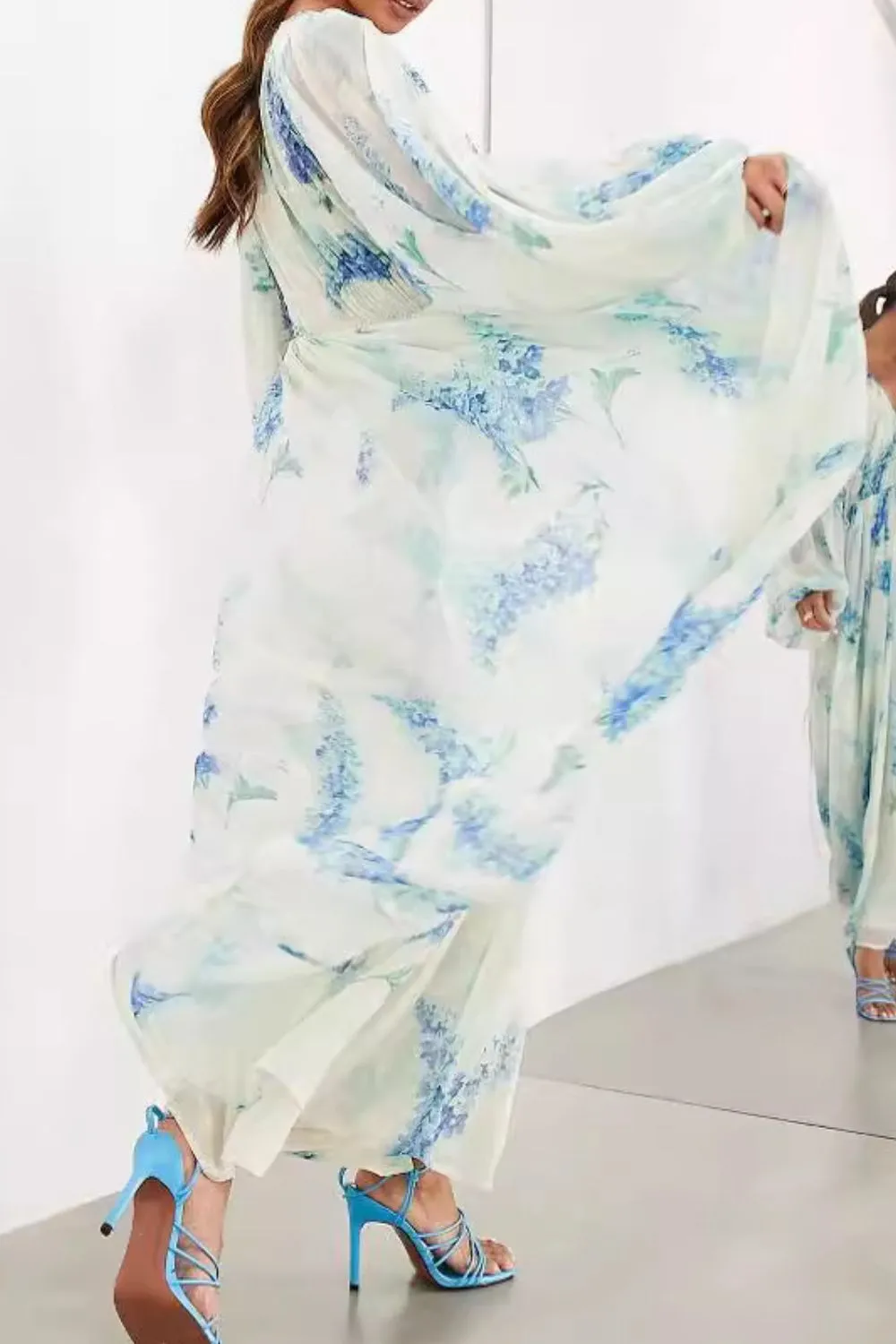 Floral Print Bohemian Maxi Dress with Balloon Sleeves, image 2