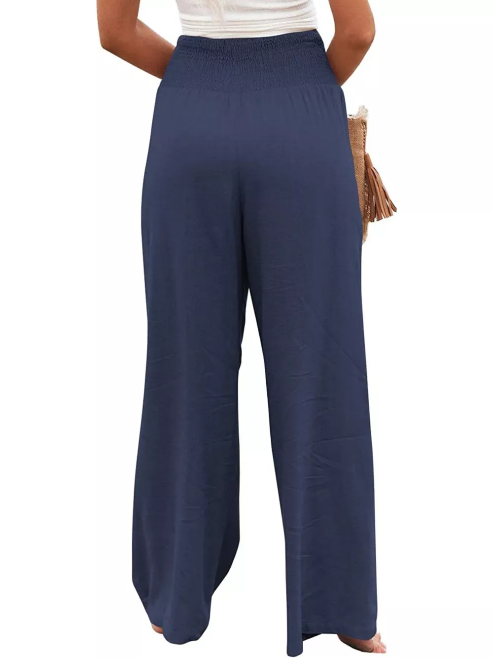 Smocked High Waisted Wide Leg Pants, image 15