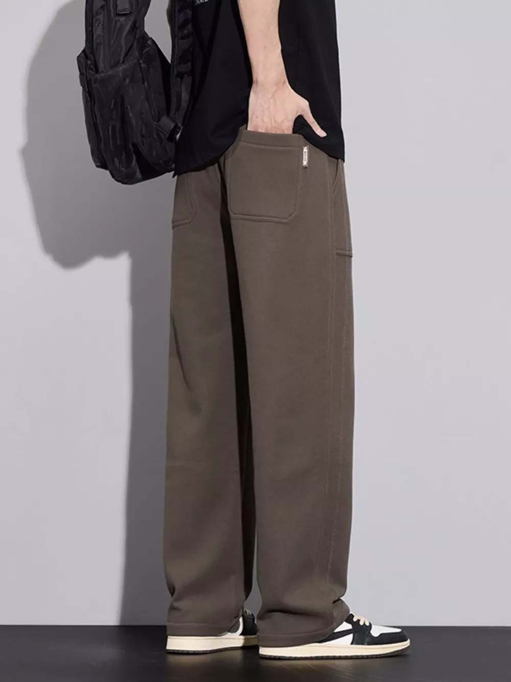 Men's Plus Size Casual Drawstring Wide-Leg Pants, image 4