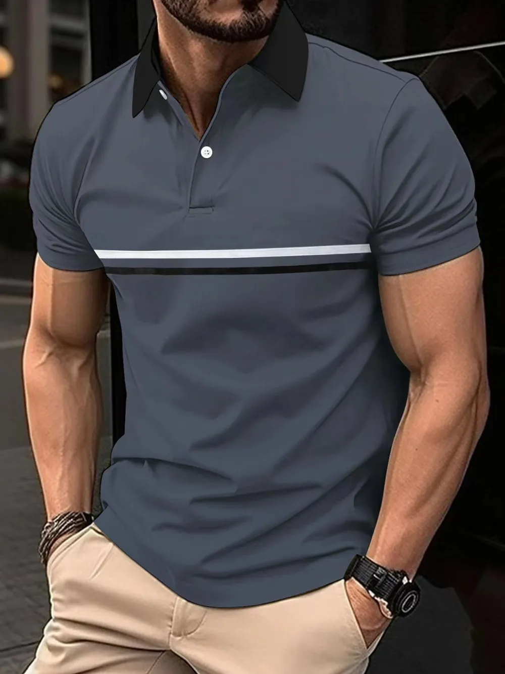 Men's Full Size Collared Neck Short Sleeve Polo Plus Size, image 5