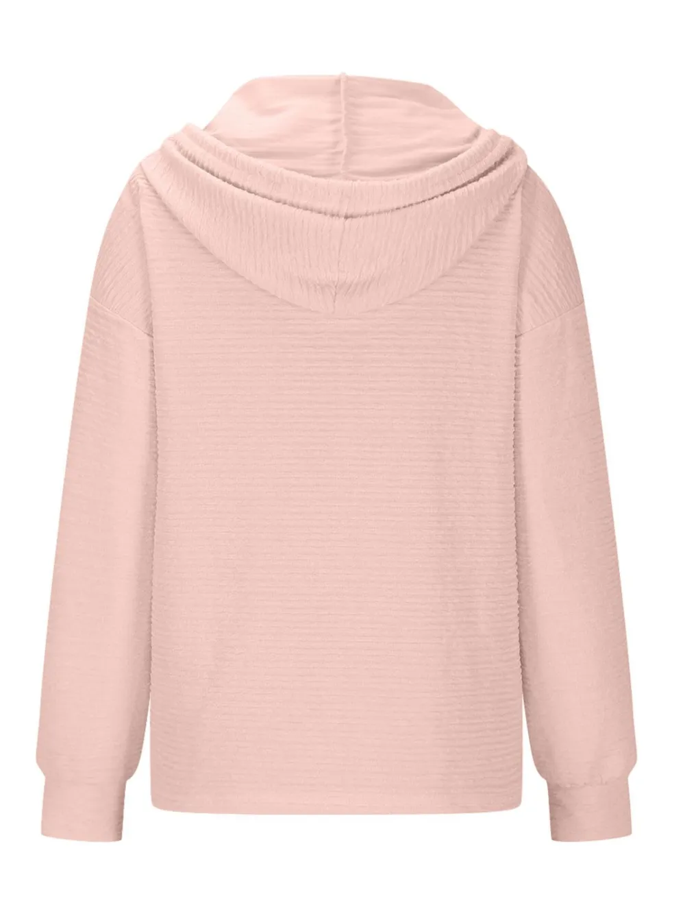 Drawstring Quarter Button Long Sleeve Hoodie, image 12
