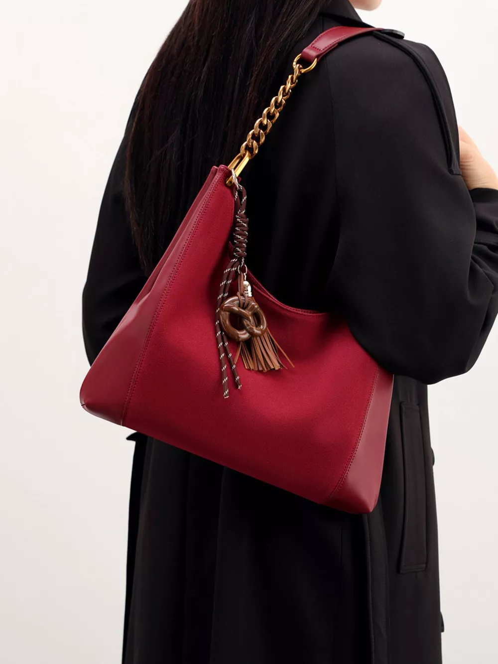 Chain Strap Tassel Charm Shoulder Bag, image 9