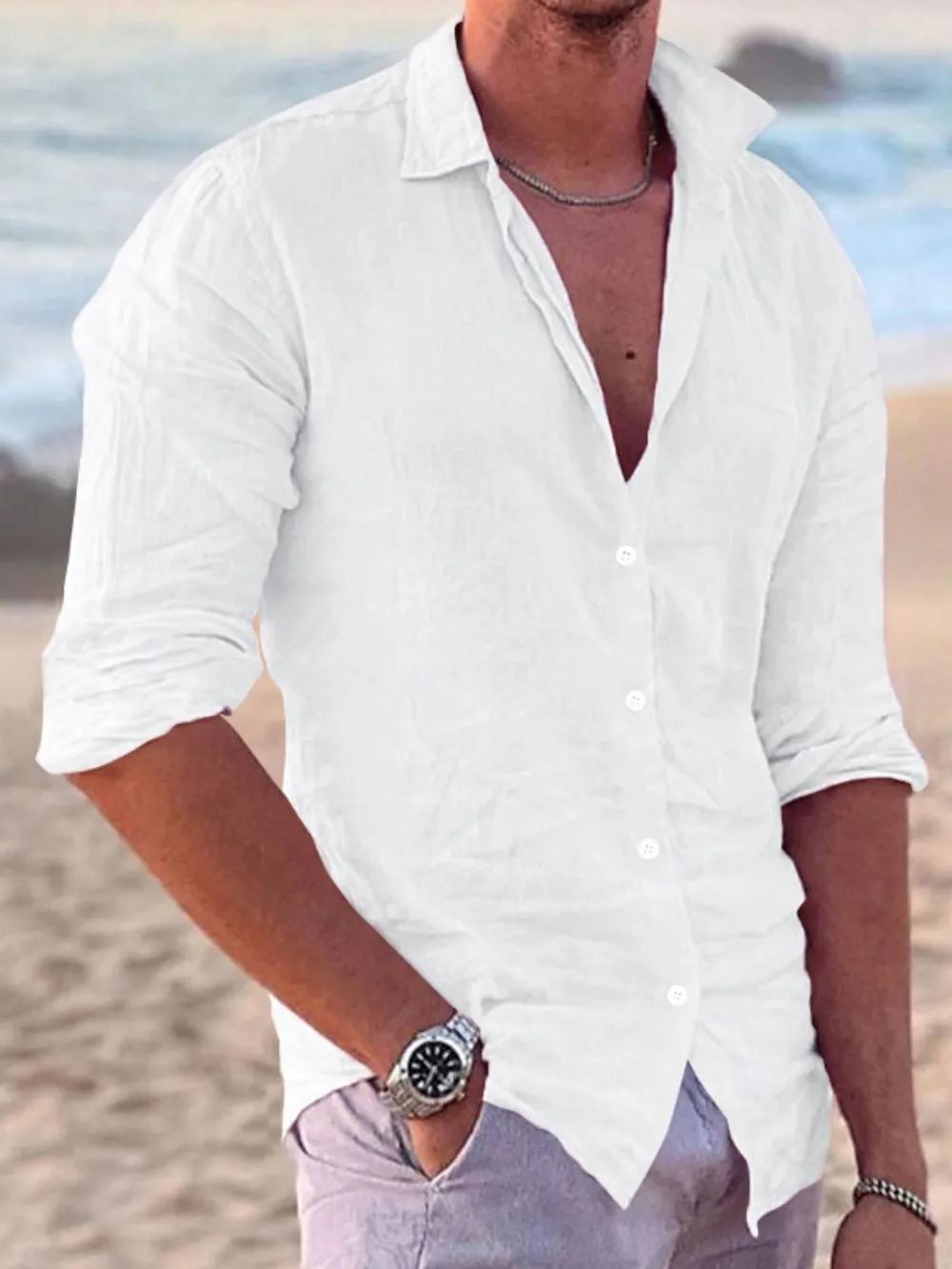 Men's Full Size Button Up Long Sleeve Shirt Plus Size, image 6