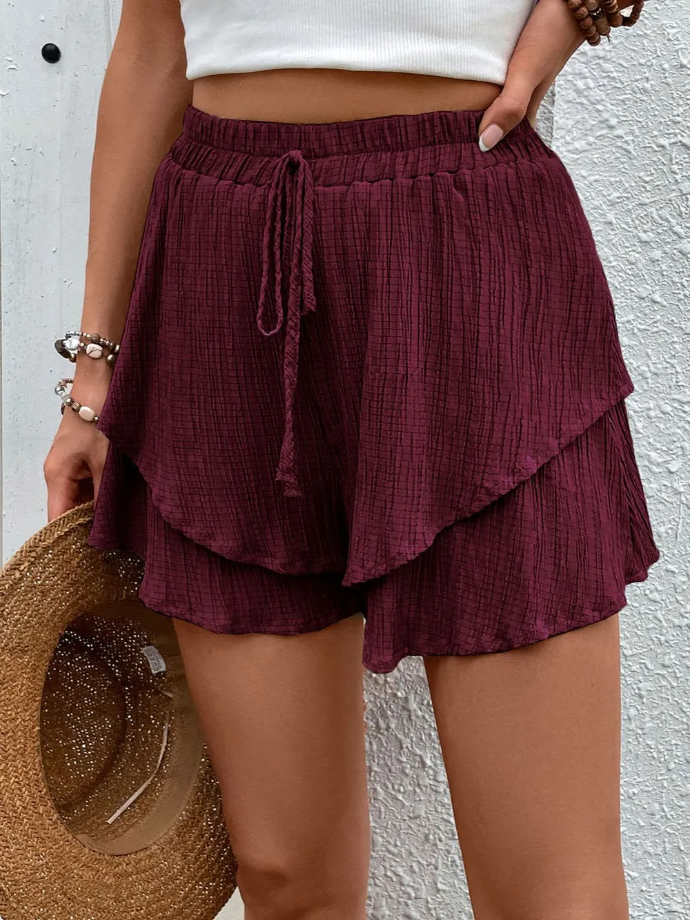 Tied Layered High Waist Shorts, image 5