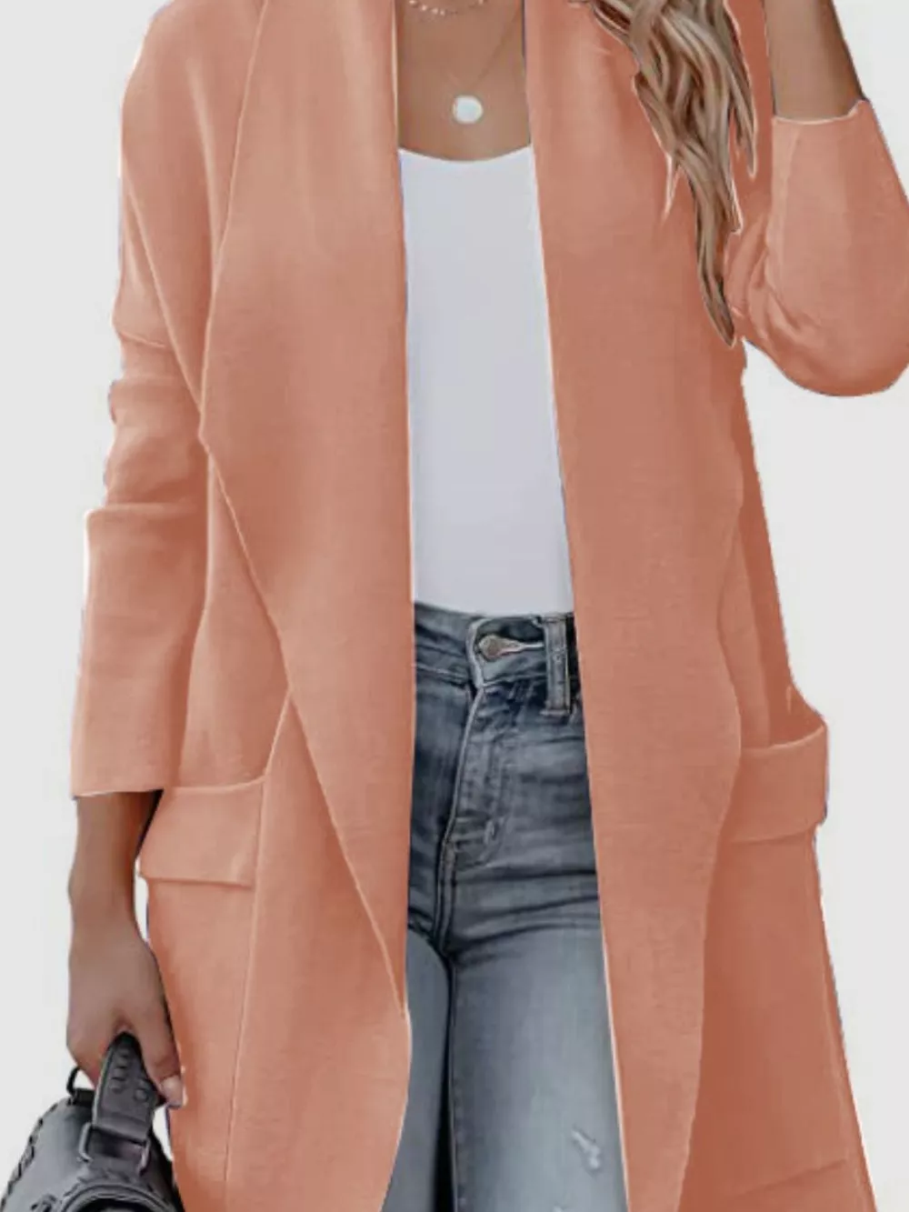 Open Front Dropped Shoulder Outerwear, image 15