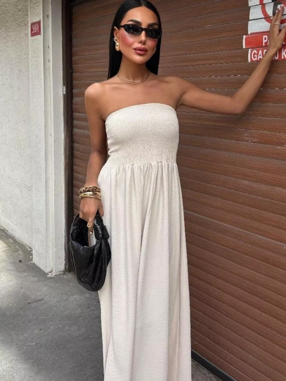 Strapless Smocked Maxi Dress, image 5
