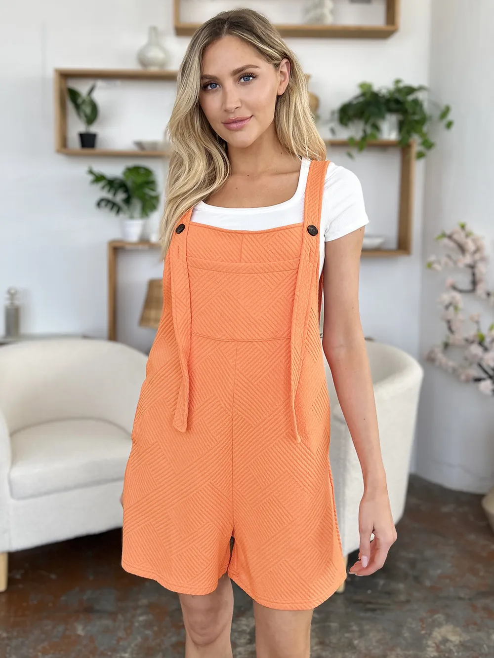 Full Size Texture Sleeveless Romper, image 4