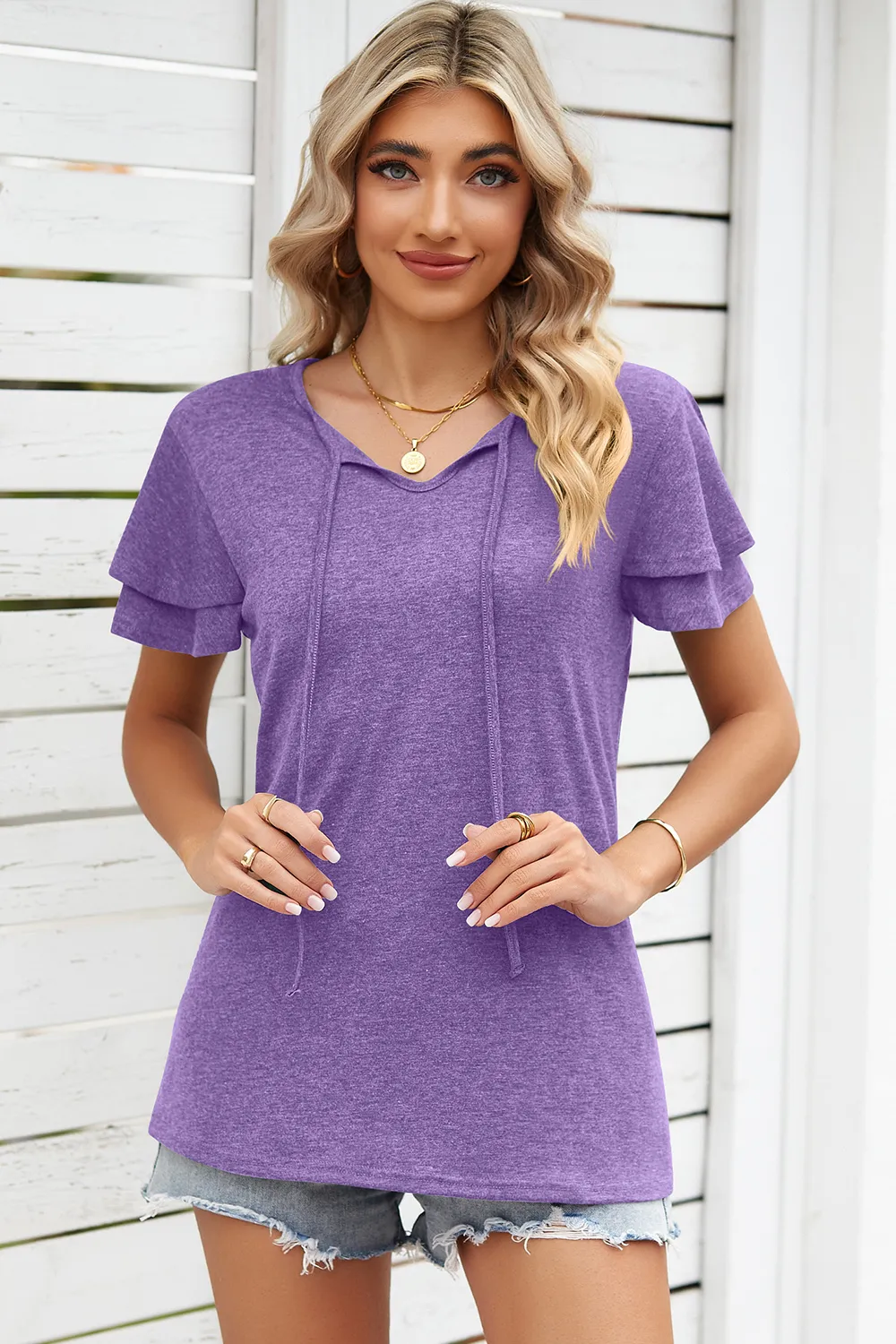 Tie Waist Flutter Sleeve Blouse, image 30