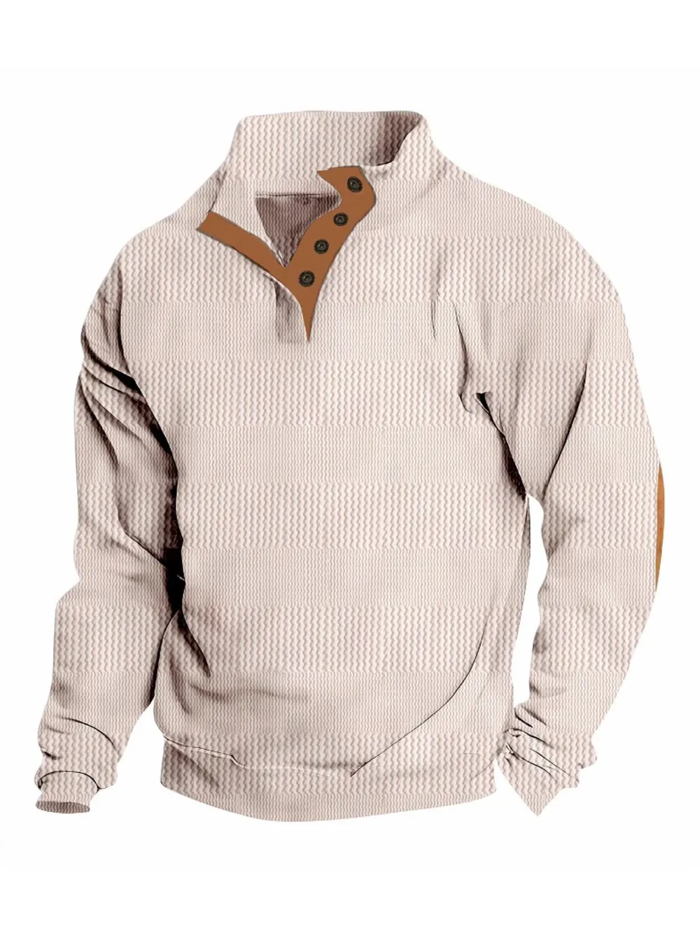 Men's Full Size Button Detail Long Sleeve Sweatshirt Plus Size, image 3