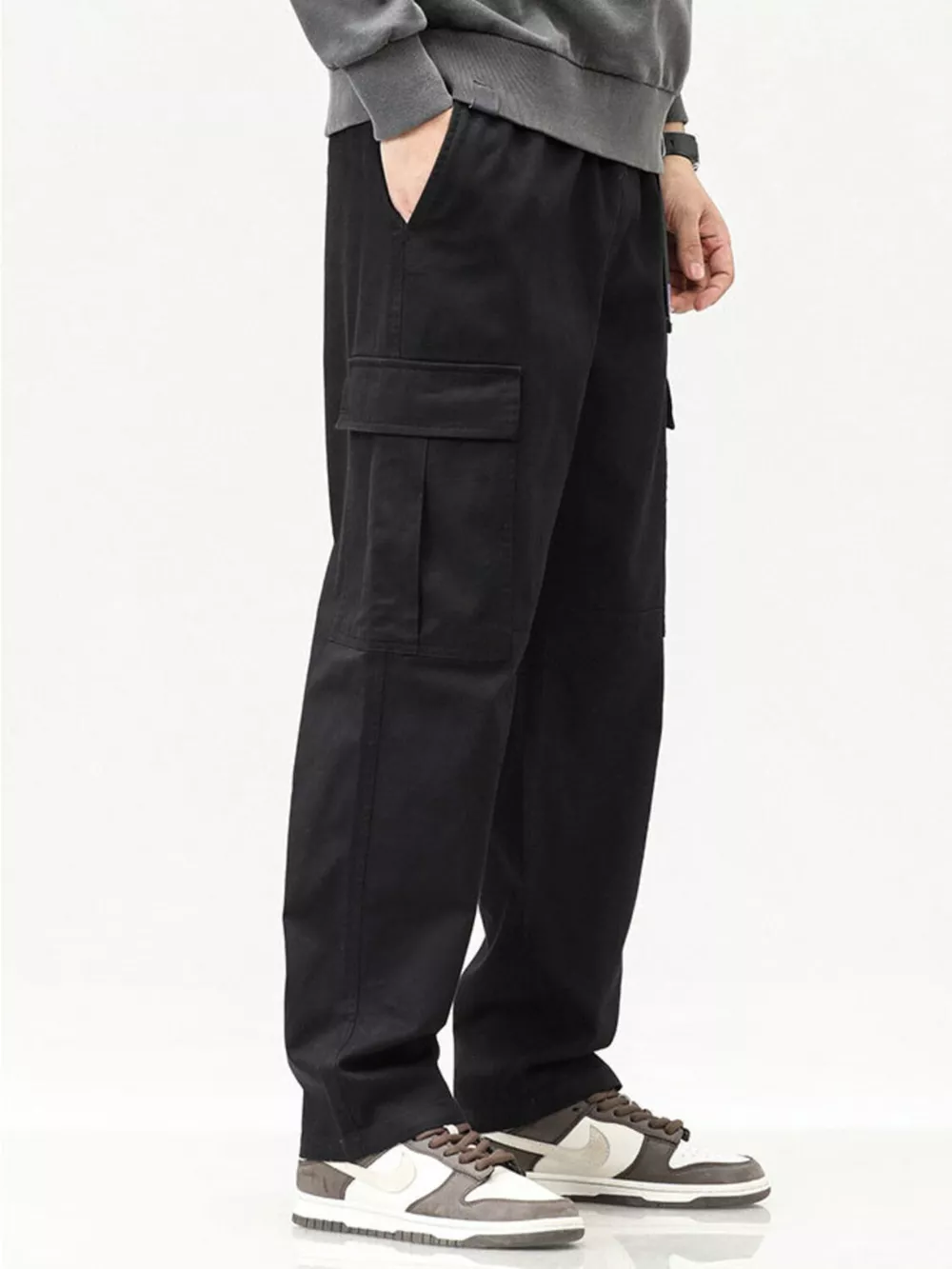 Men's Full Size Casual Cargo Pants with Elastic Waist Plus Size, image 5