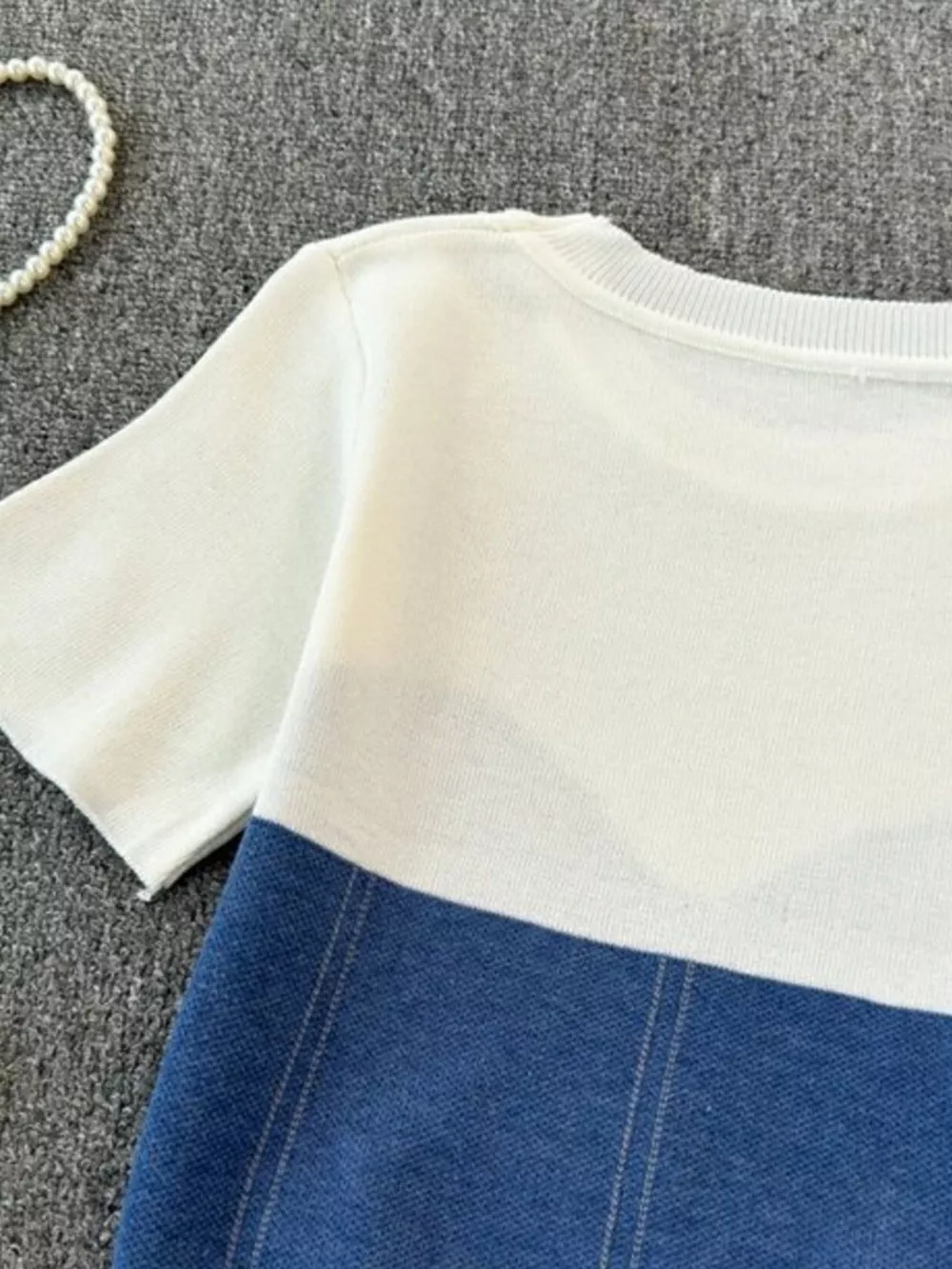 Color Block Short Sleeve Knit T-Shirt, image 6