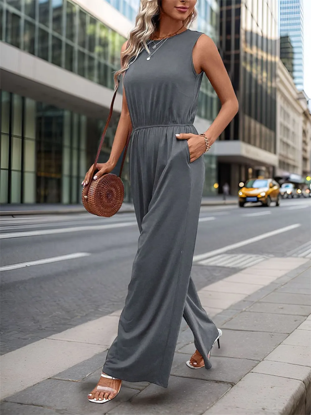 Round Neck Wide Leg Jumpsuit, image 2