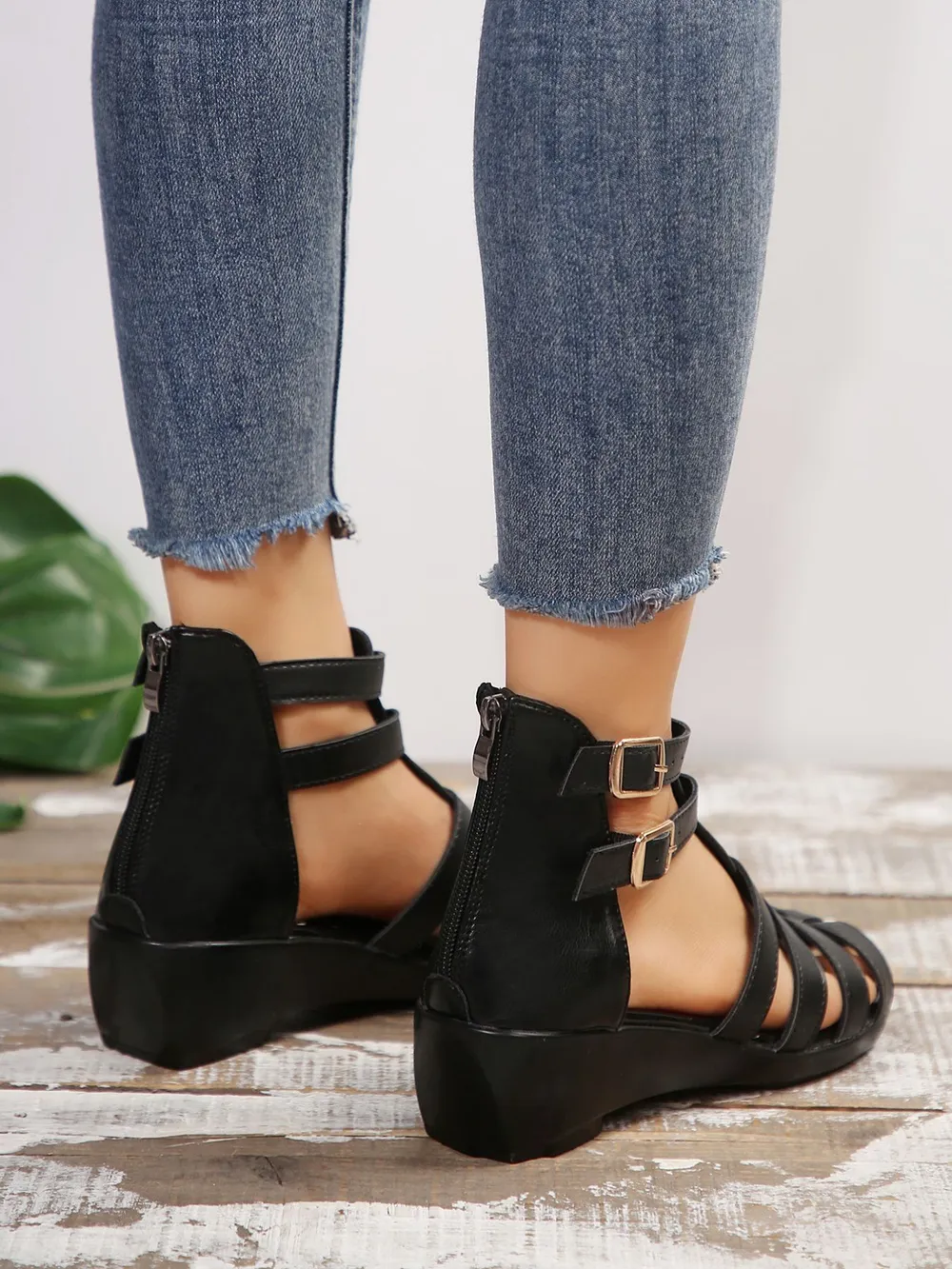 Strappy Wedge Buckle Sandals, image 5