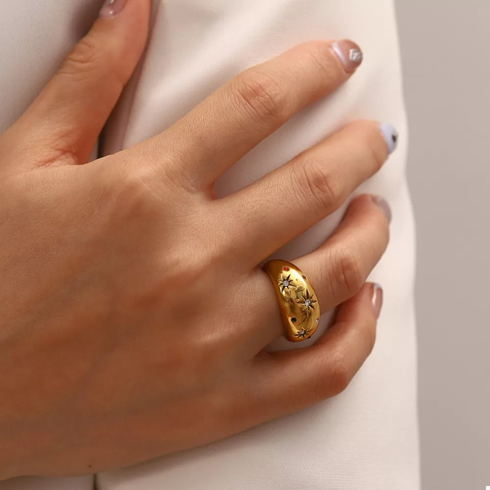 18K Gold-Plated Zircon Ring, image 2