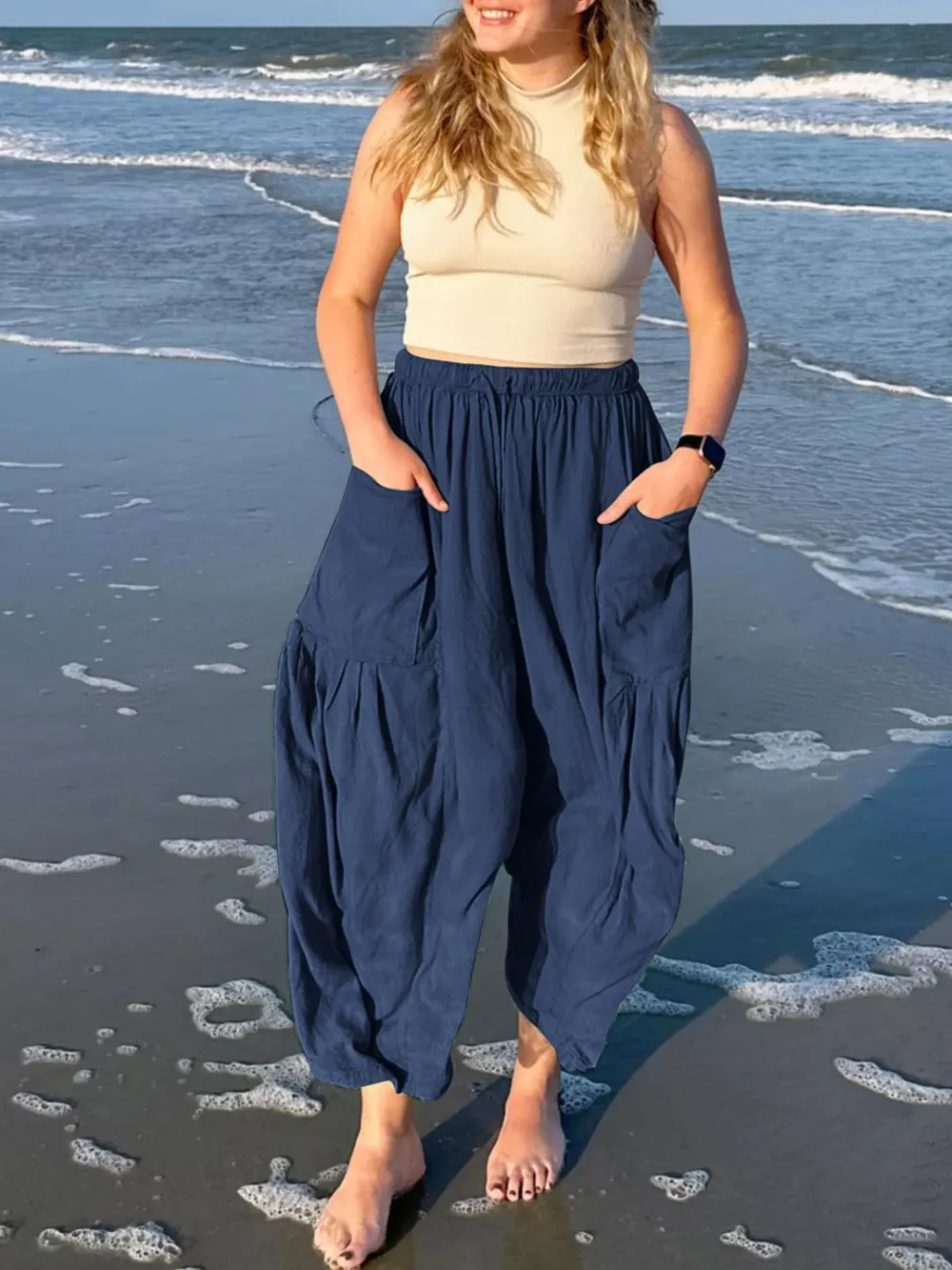 Full Size Drawstring Pants with Pockets Plus Size, image 2