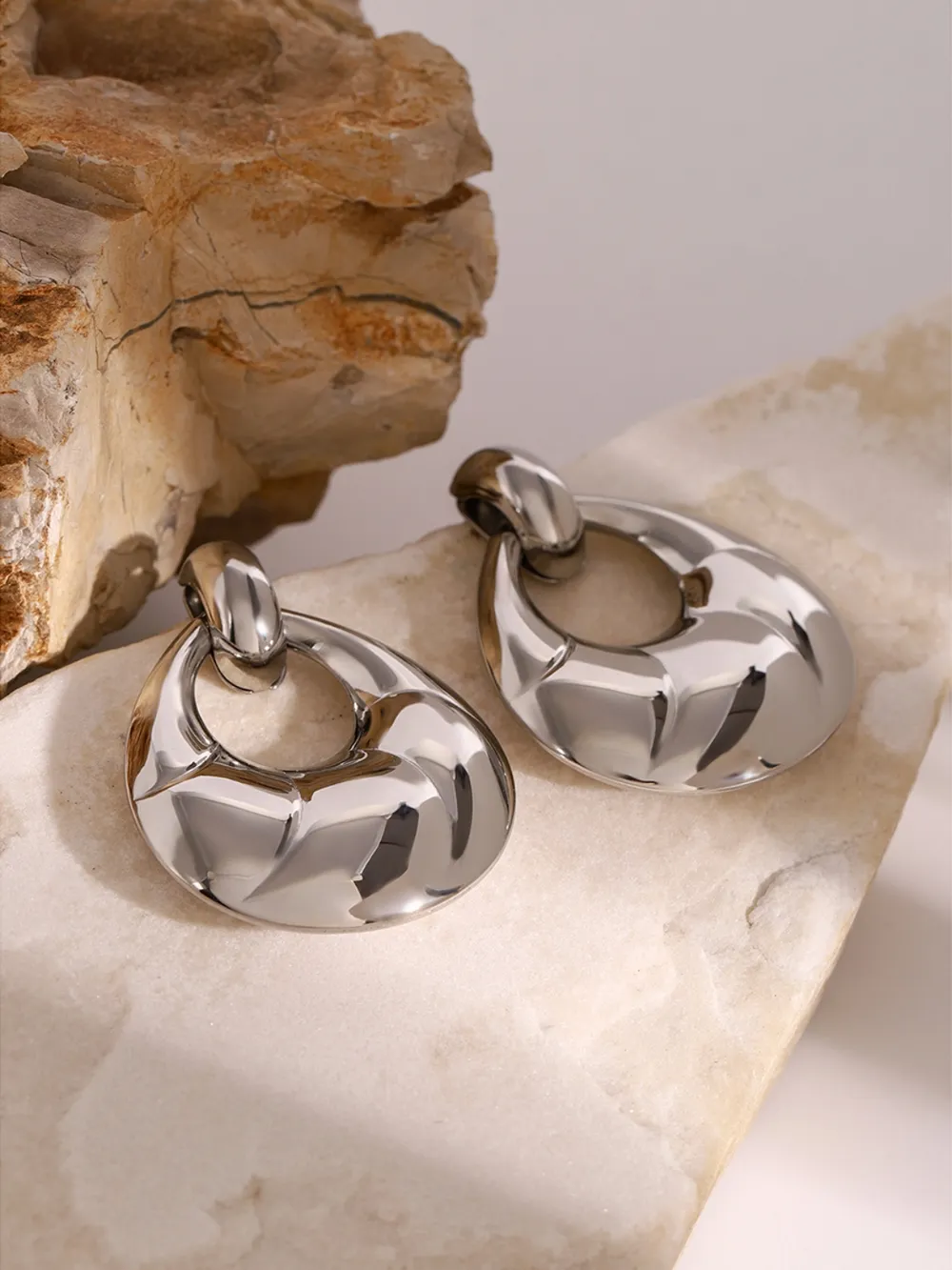 Stainless Steel Teardrop Shape Earrings, image 3