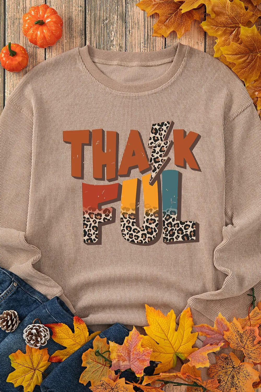 Letter Graphic Round Neck Long Sleeve Sweatshirt, image 2