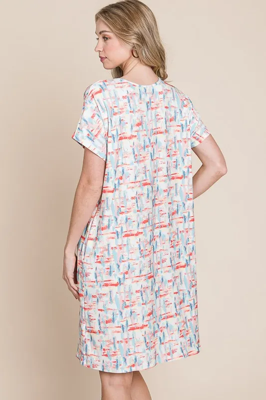 Printed Round Neck Short Sleeve Tee Dress, image 4