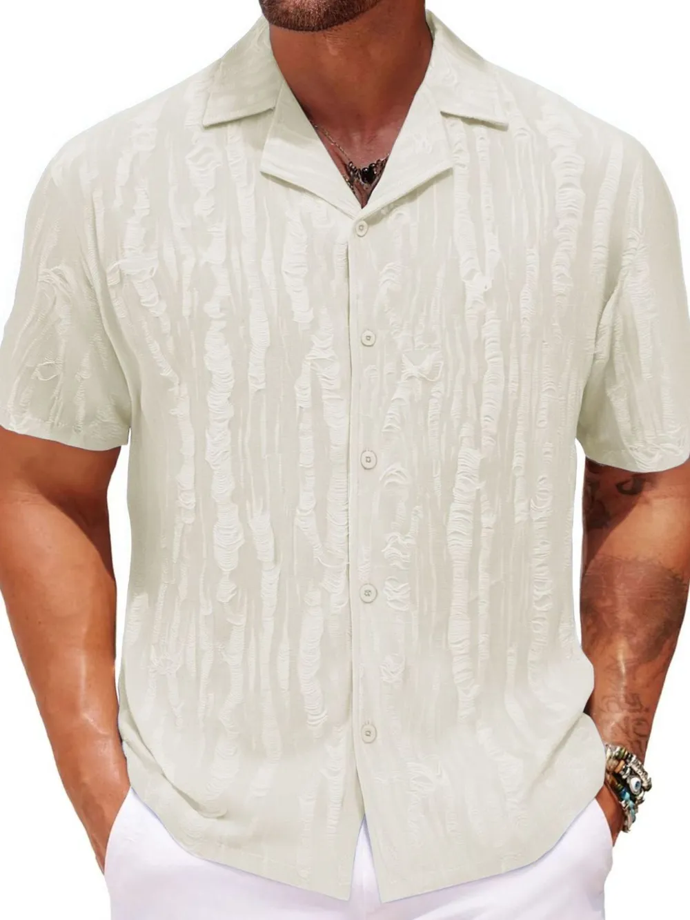 Men's Plus Size Collared Neck Short Sleeve Shirt, image 3