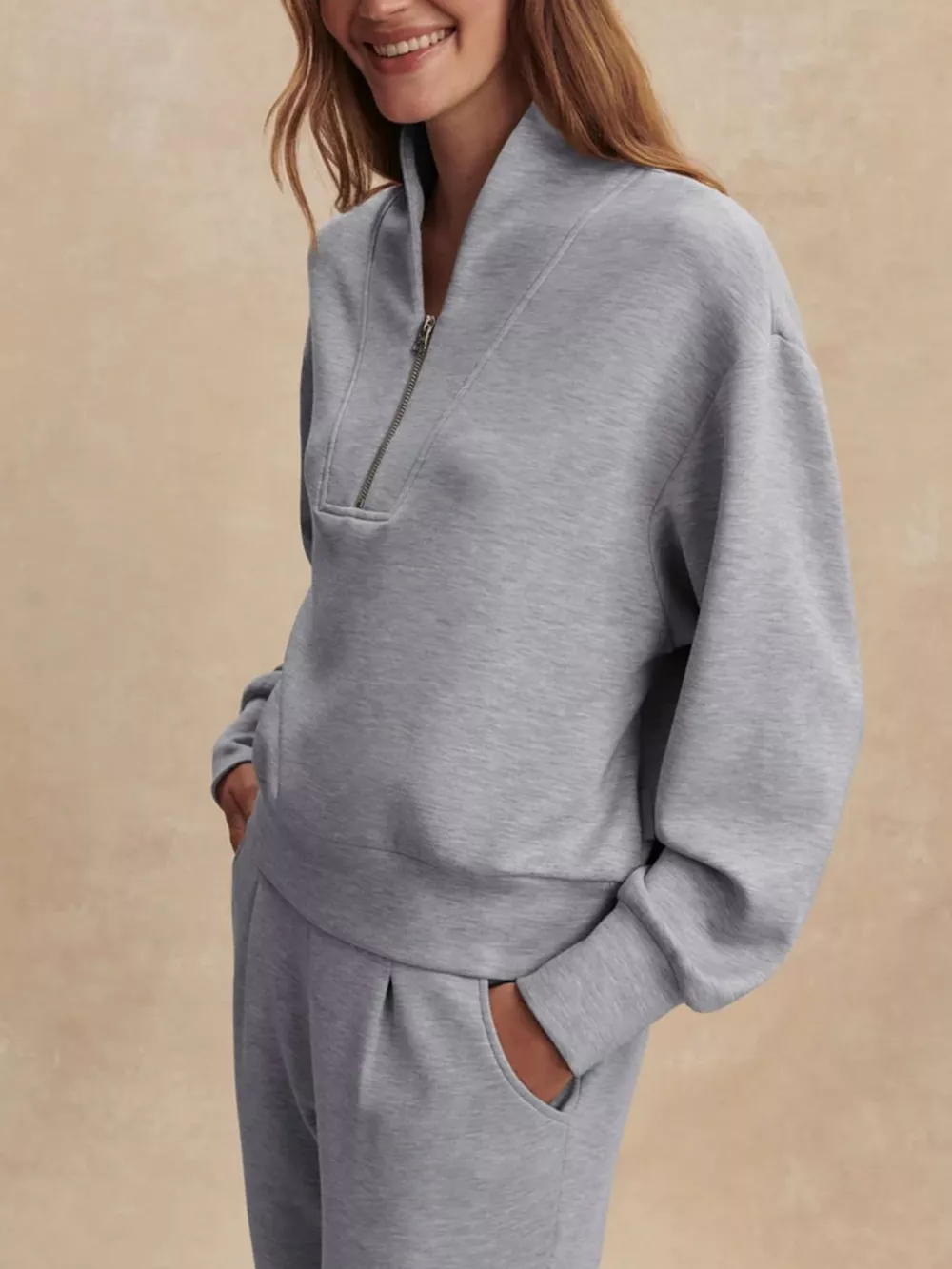 Quarter-Zip Sweatshirt and Wide-Leg Pants Set, image 16
