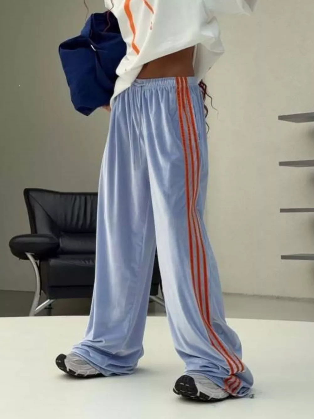 Contrast Side Stripes Wide-Leg Pants, image 14