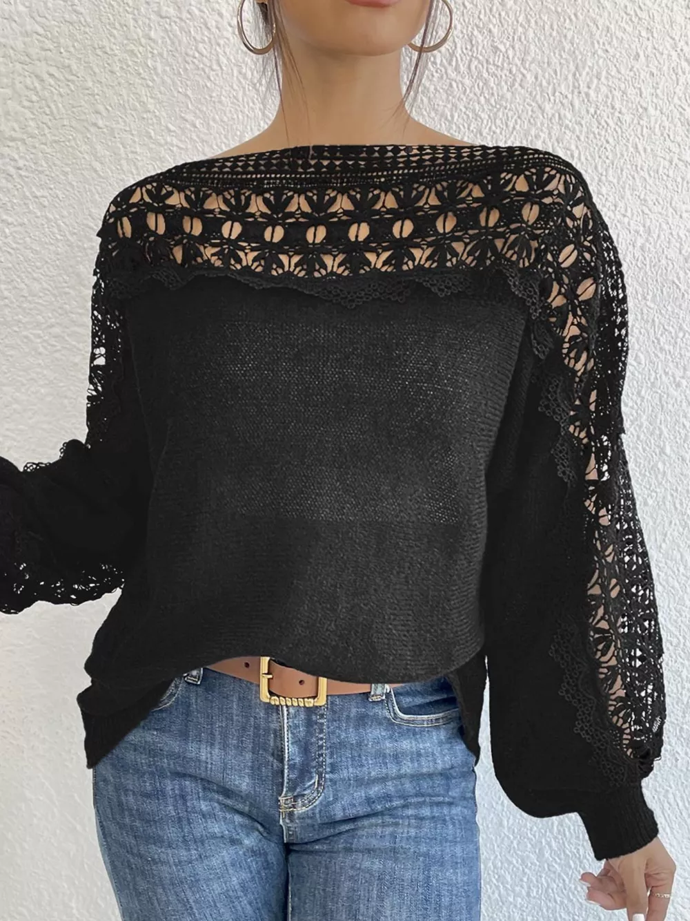 Openwork Long Sleeve Sweater, image 2