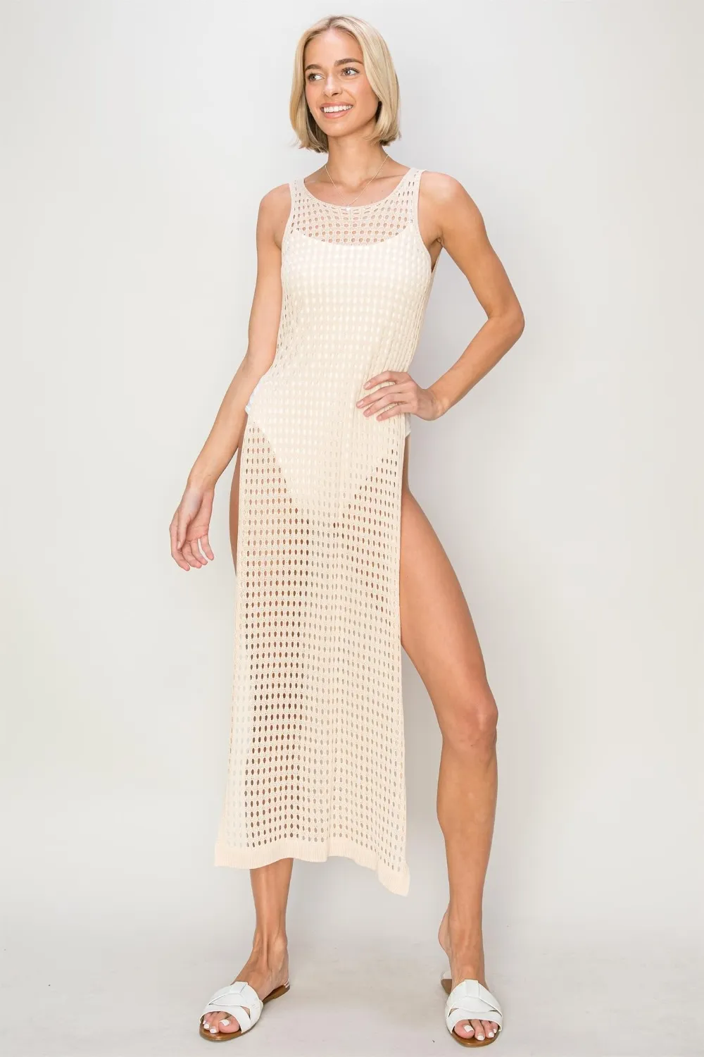 Crochet Backless Cover Up Dress, image 3