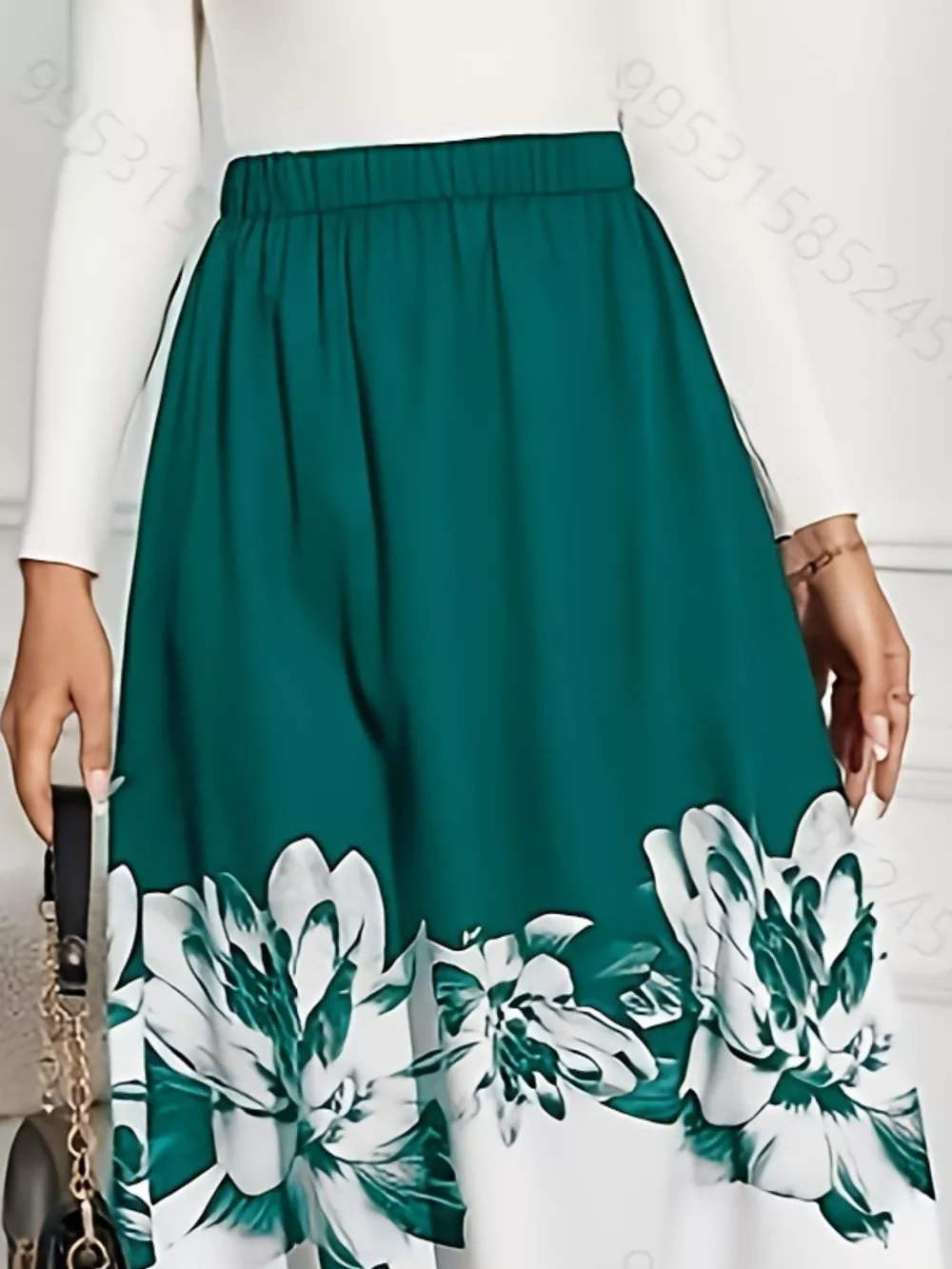 Floral Print A-Line Midi Skirt, image 3