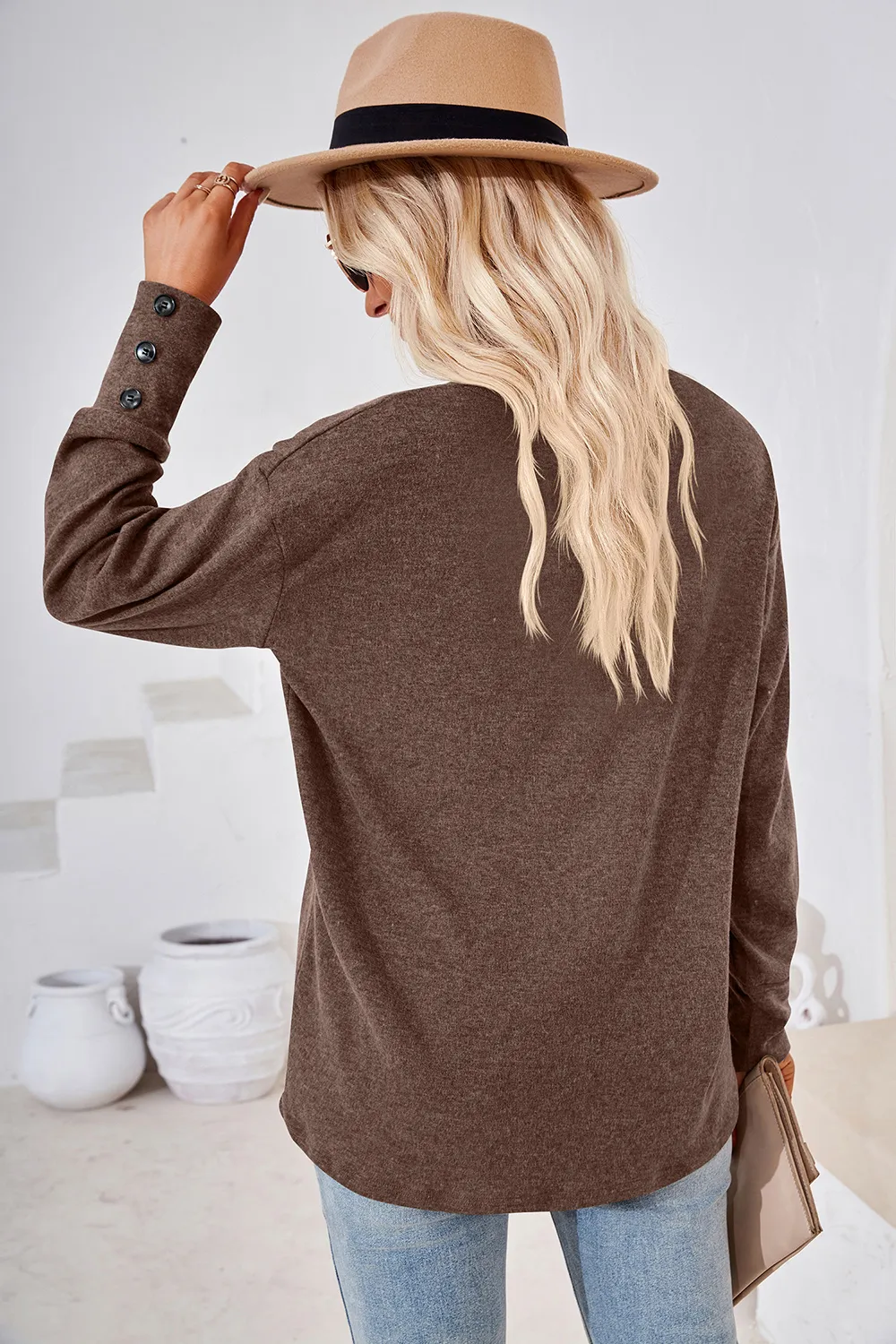 V-Neck Dropped Shoulder T-Shirt, image 3