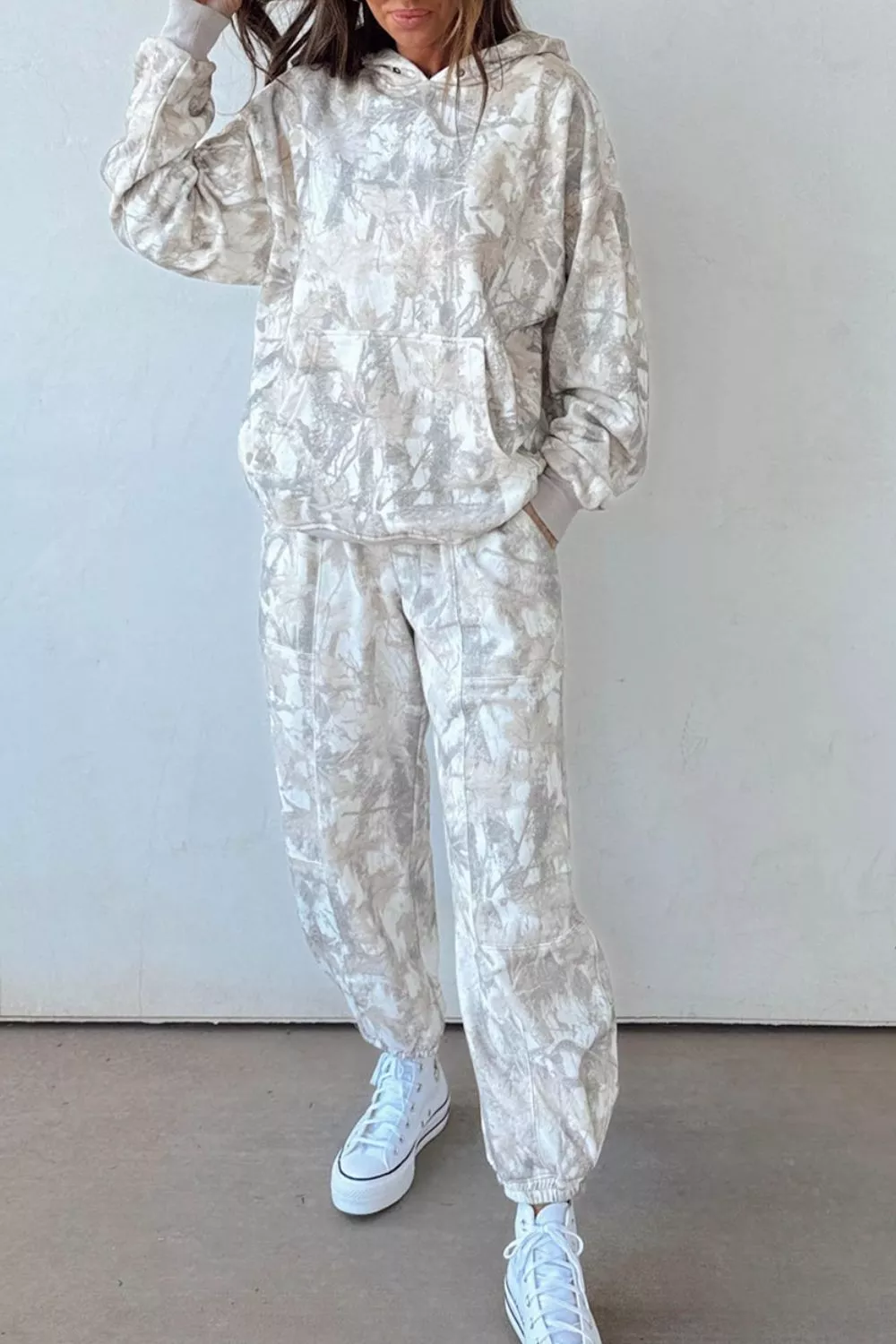 Multicolour Abstract Print Long Sleeve Elastic Waist Pant Set, image 2