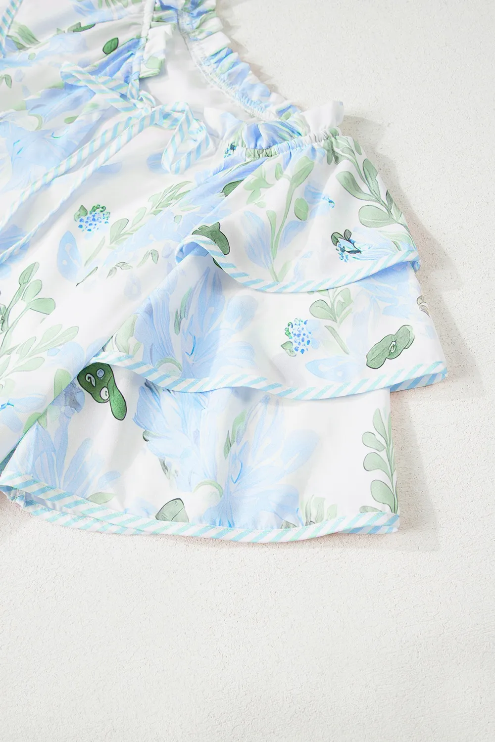 Floral Contrast Edge Layered Short Sleeve Mini Dress, image 5