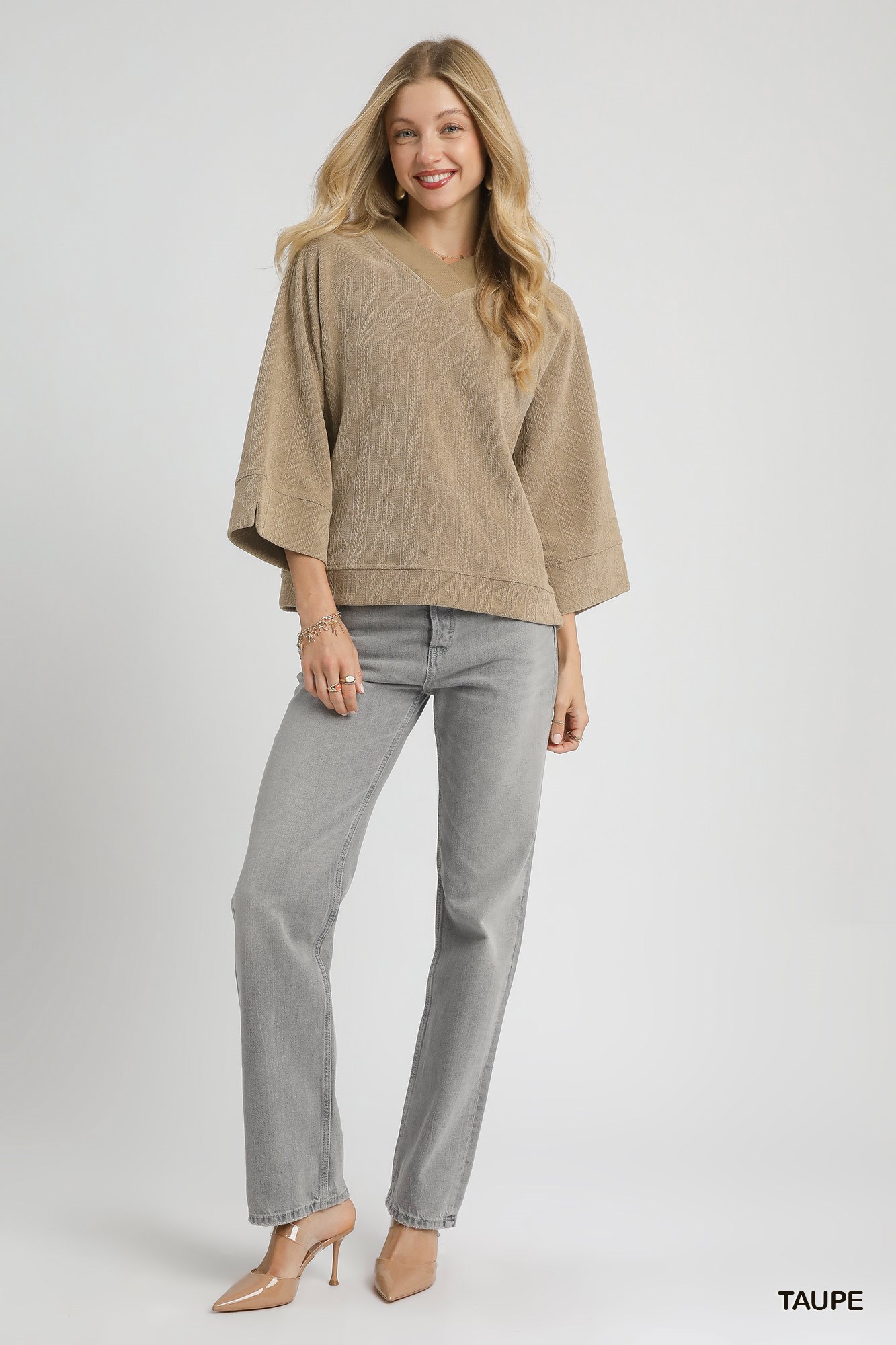Textured Knit V-Neck Top, image 2
