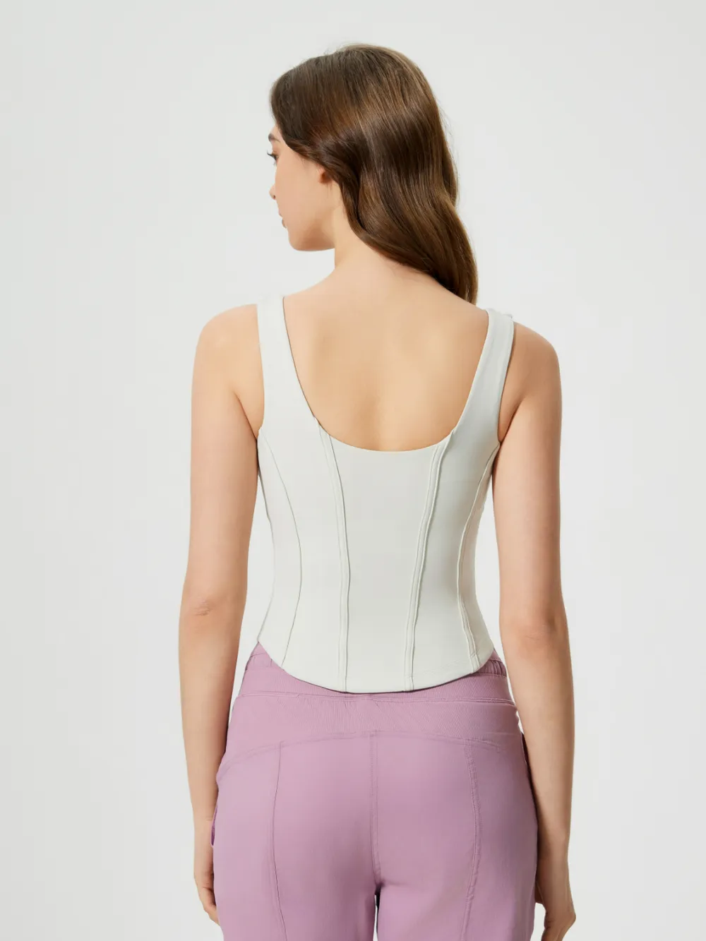 Round Neck Wide Strap Active Tank with Detachable Chest Pads, image 6