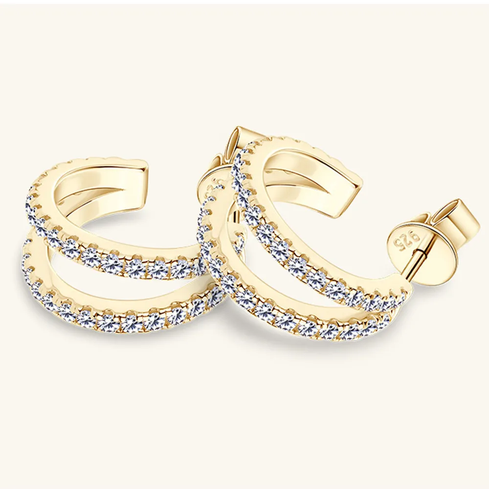 Moissanite 925 Sterling Silver C-Hoop Earrings, image 5