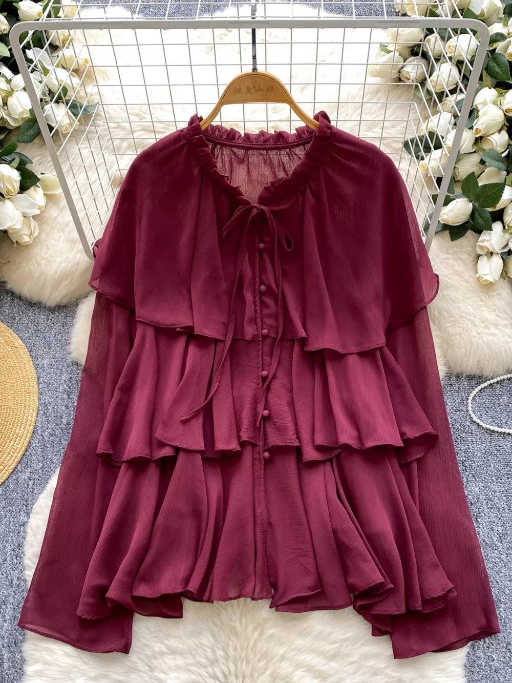 Ruffle Tiered Chiffon Blouse, image 22