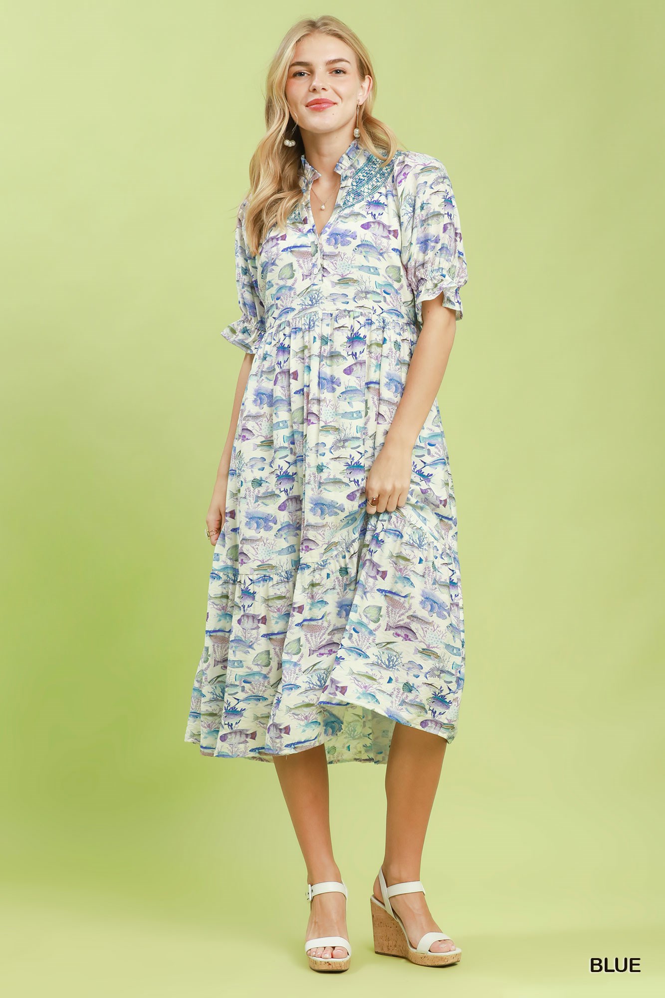 Print Tiered Midi Dress, image 4