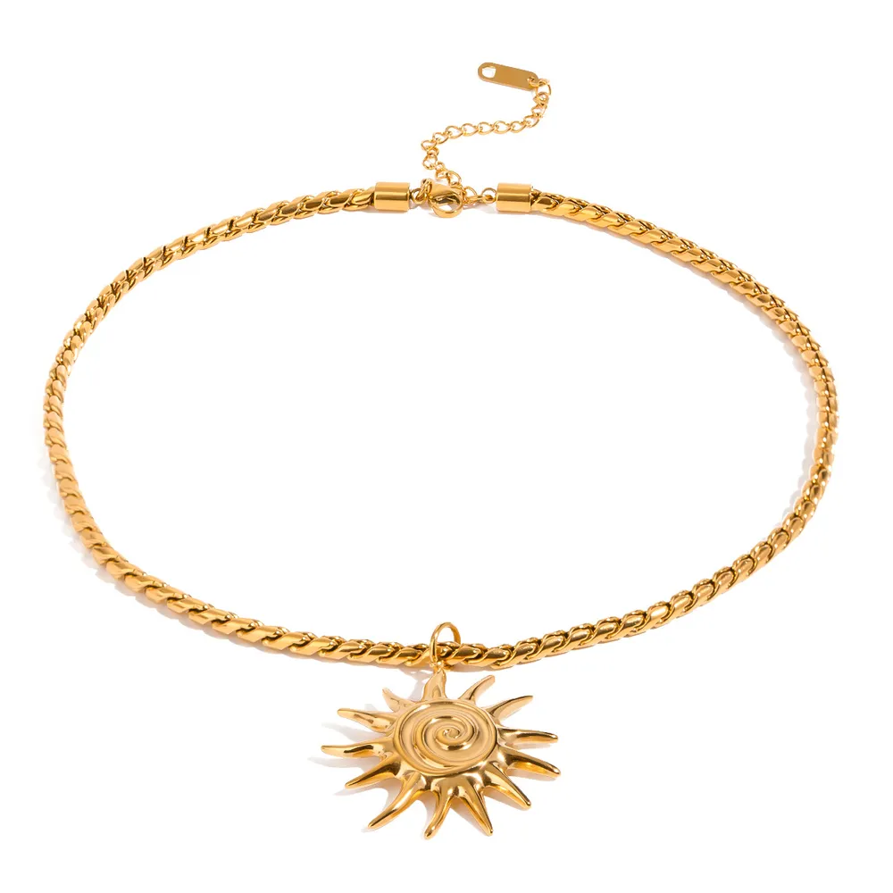18K Gold-Plated Sun Pendant Necklace, image 5