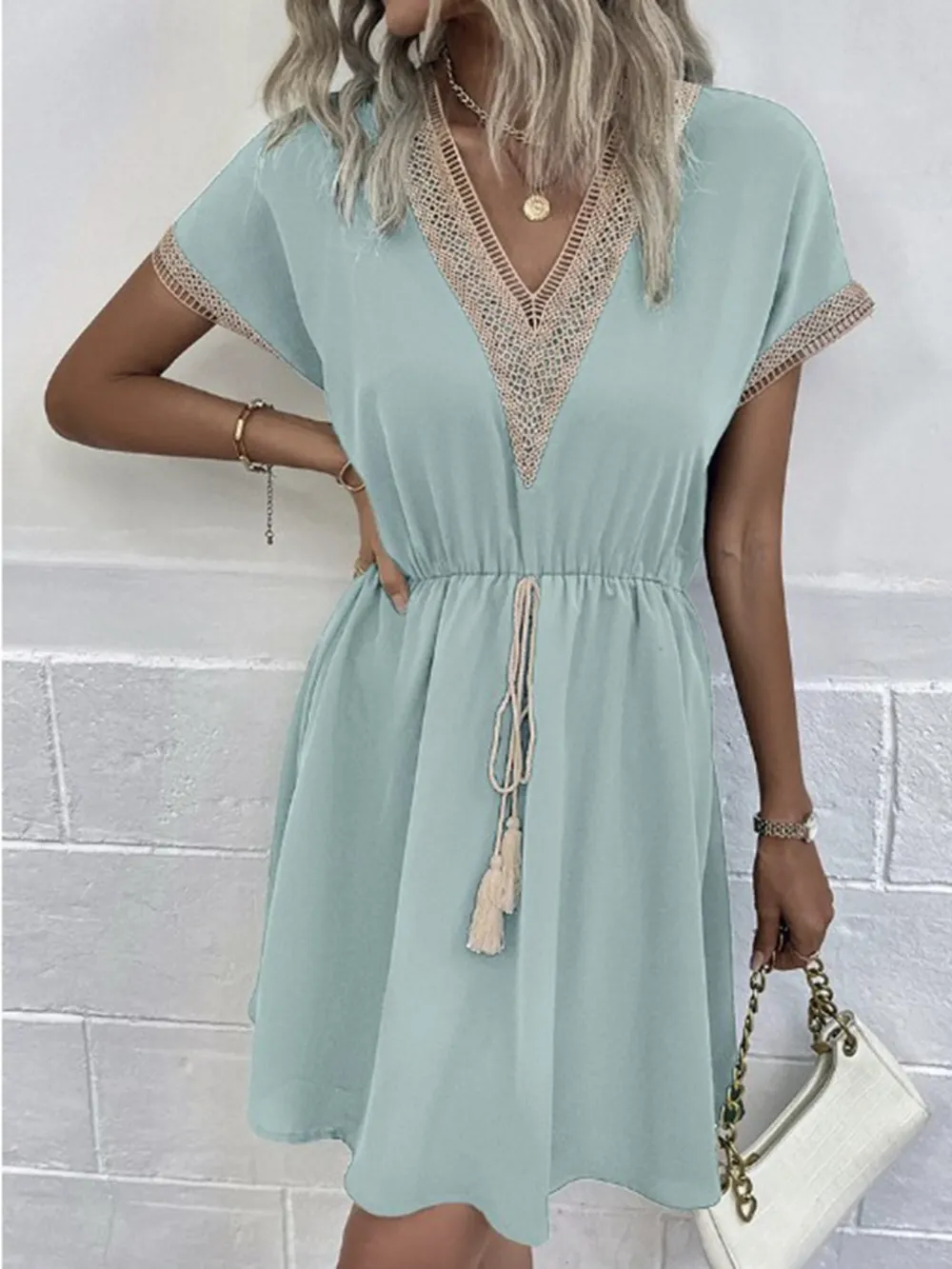 Full Size V-Neck Short Sleeve Dress Plus Size, image 7