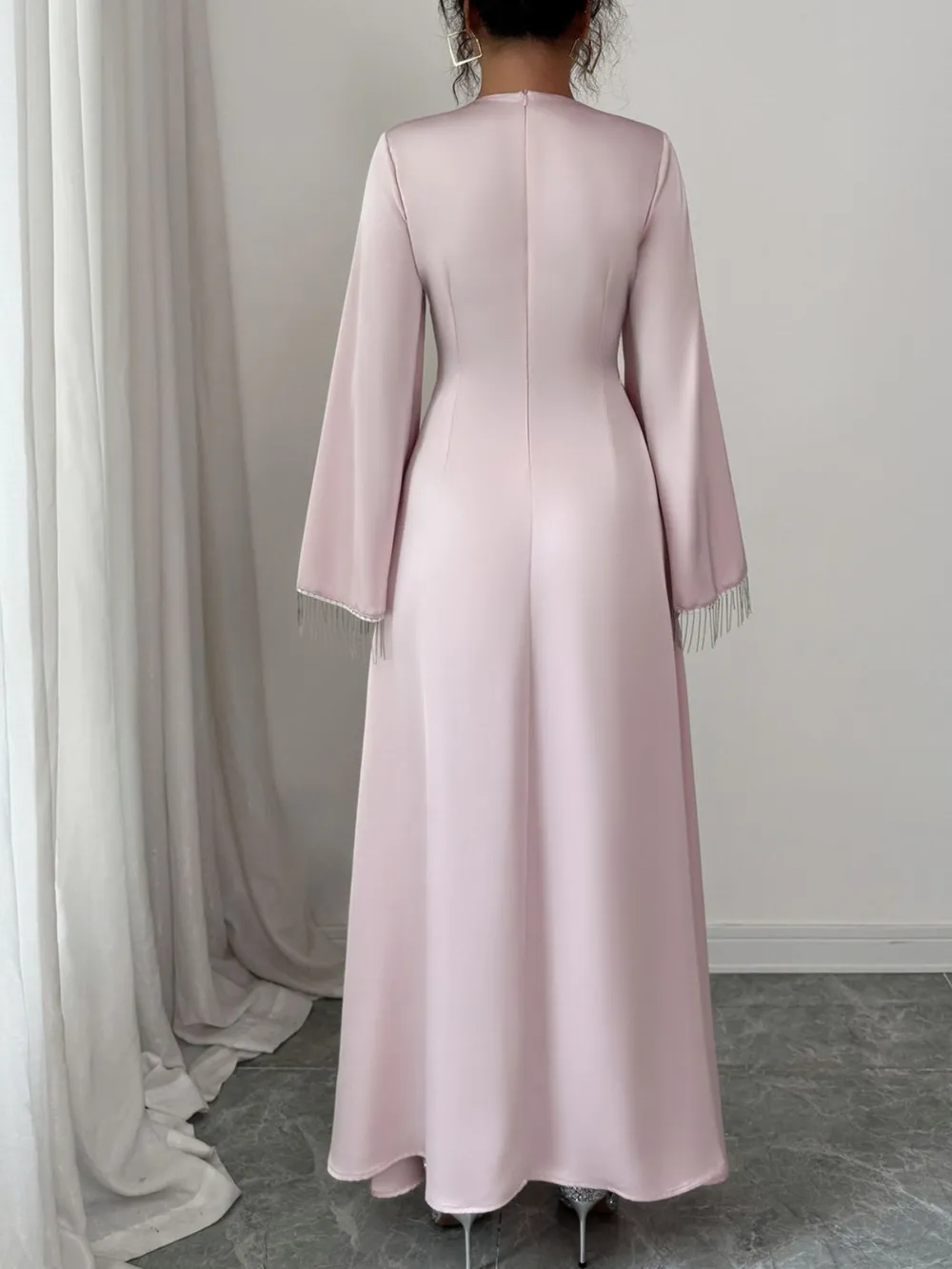 Fringe Long Sleeve Bodycon Maxi Dress, image 5