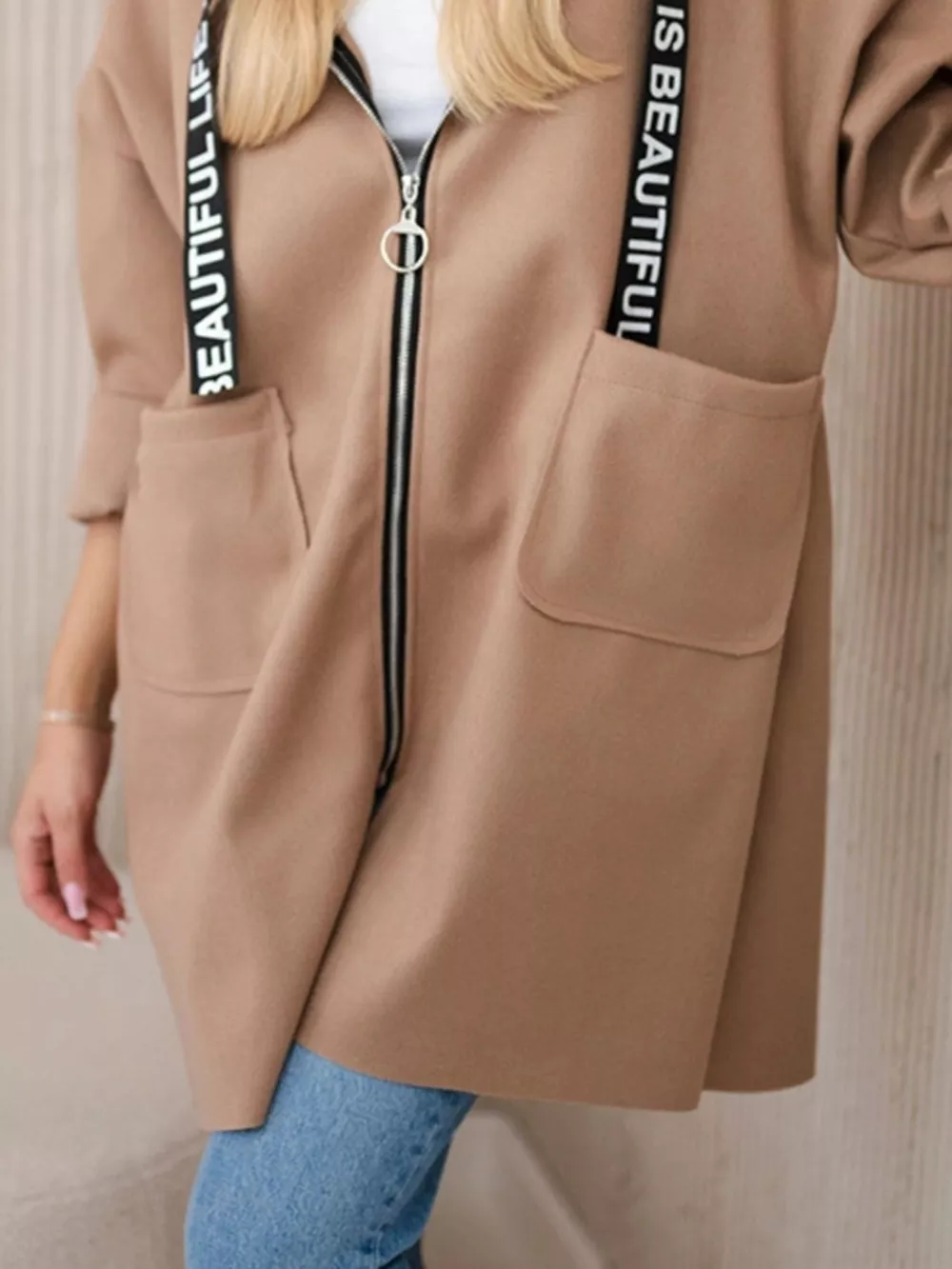 Full Size Hooded Zip-Up Longline Outerwear Plus Size, image 13
