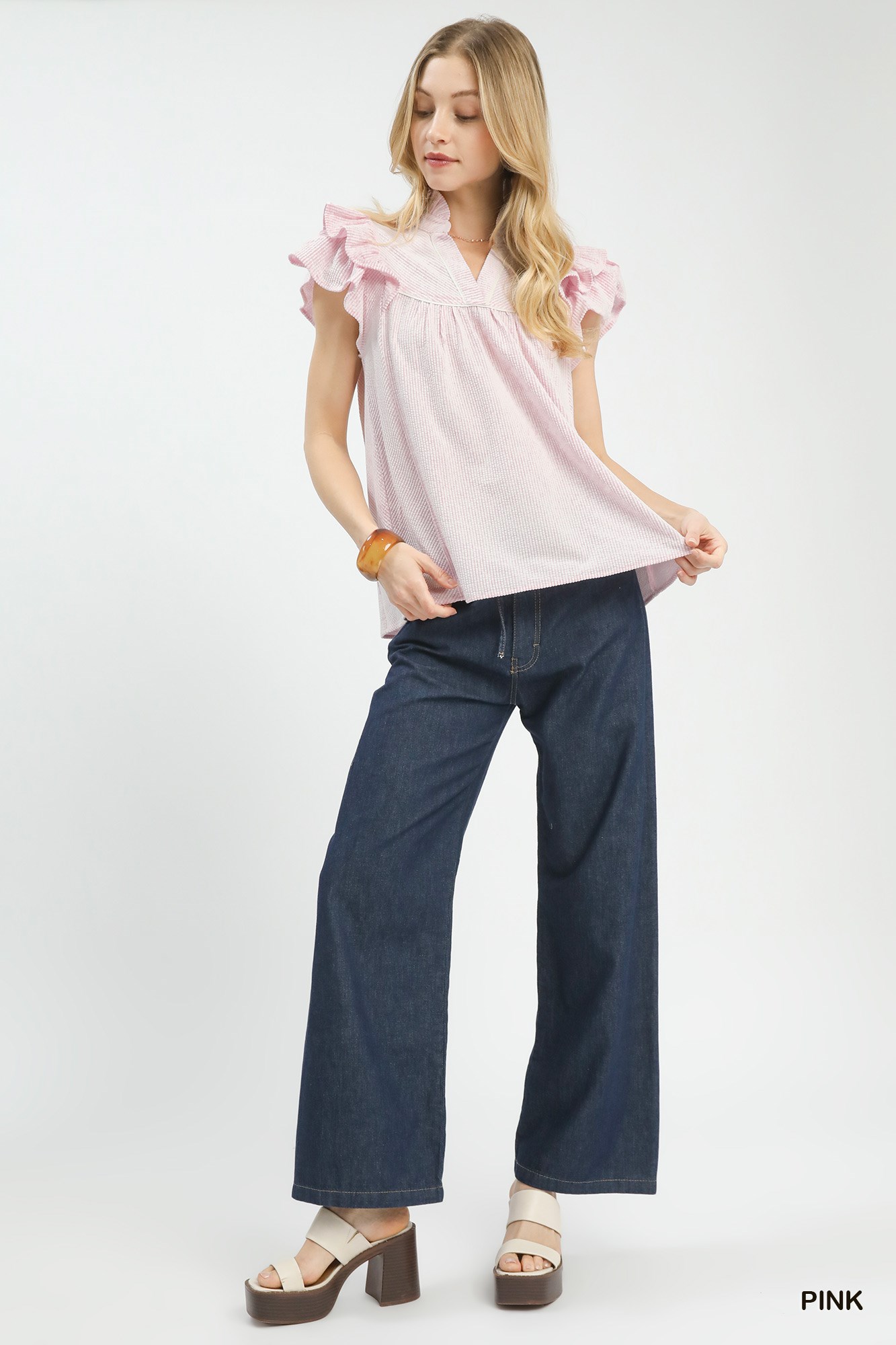 Ruffled Sleeve Textured Blouse, image 2