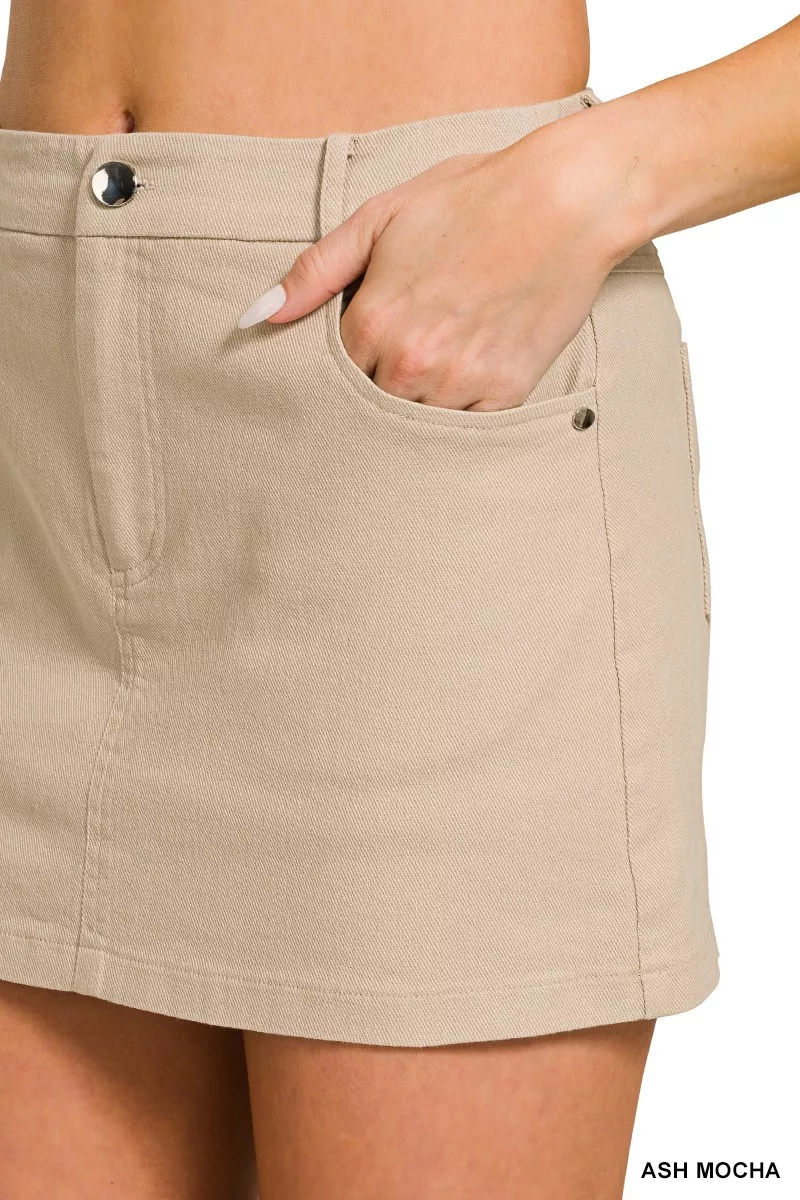 Cotton Twill Lined Mini Skirts, image 7