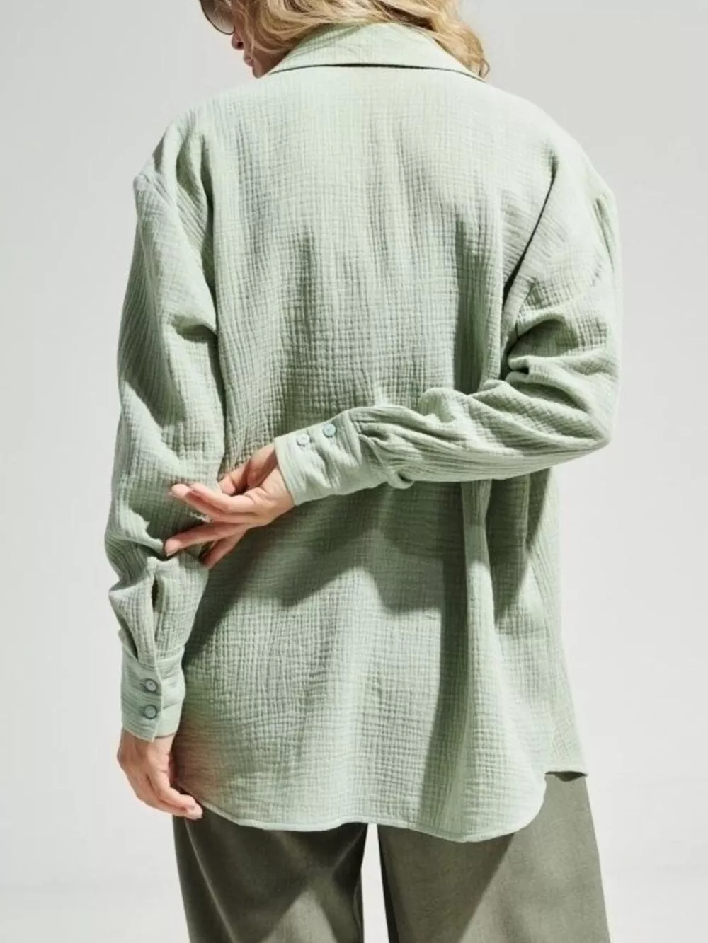 Textured Gauze Button-Down Shirt, image 8