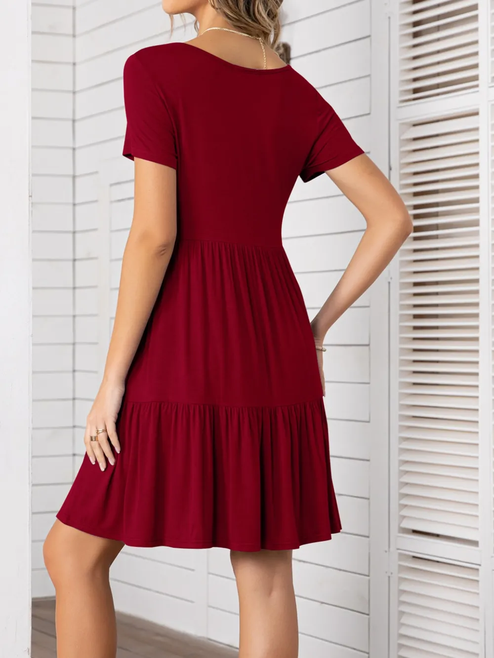 Round Neck Short Sleeve Mini Tee Dress, image 6