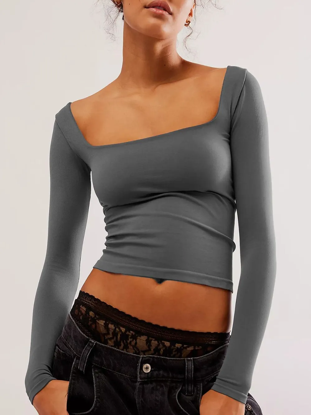 Square Neck Long Sleeve T-Shirt, image 16